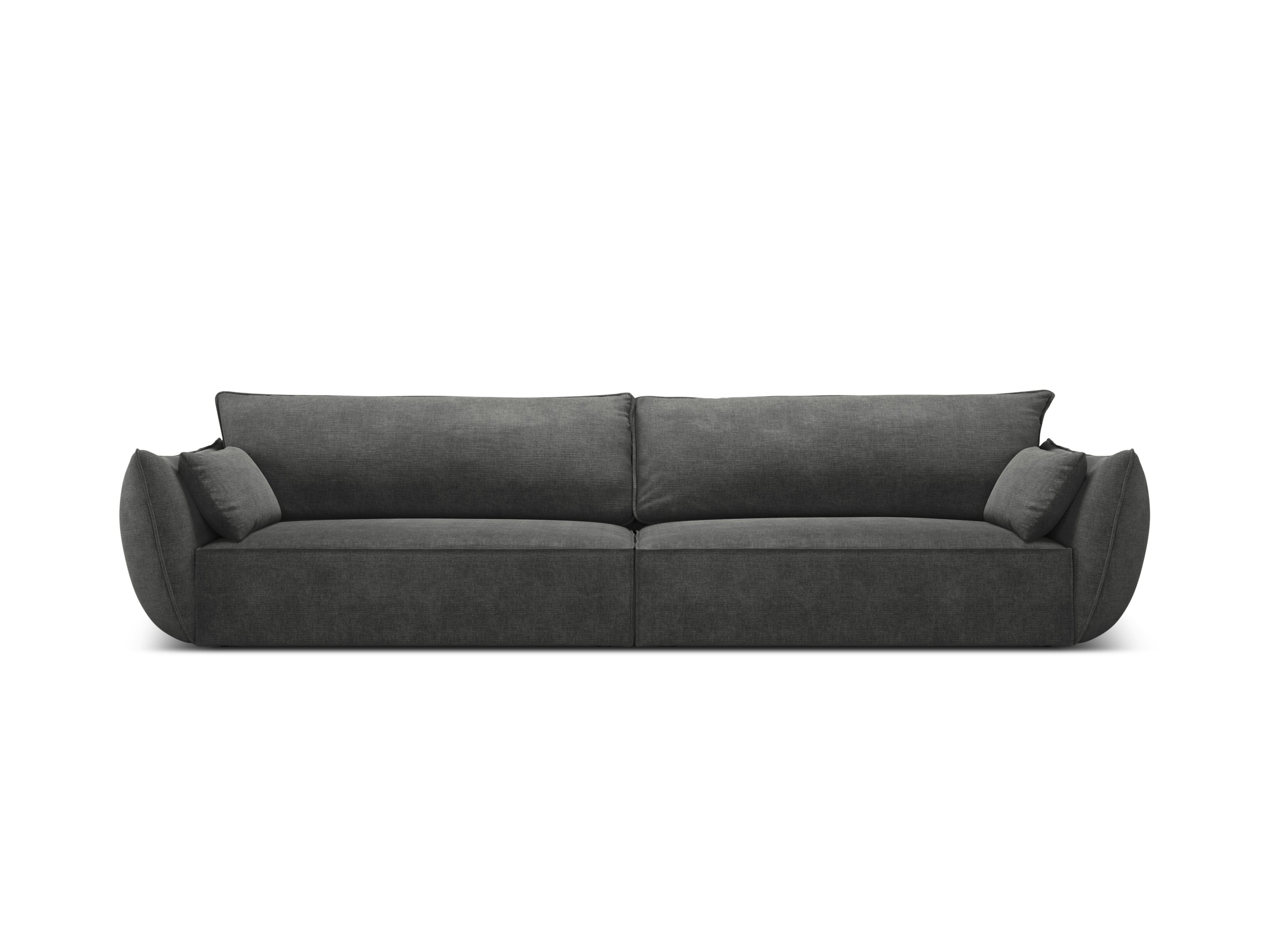Sofa w tkaninie szenilowej 4-osobowa VANDA ciemnoszary