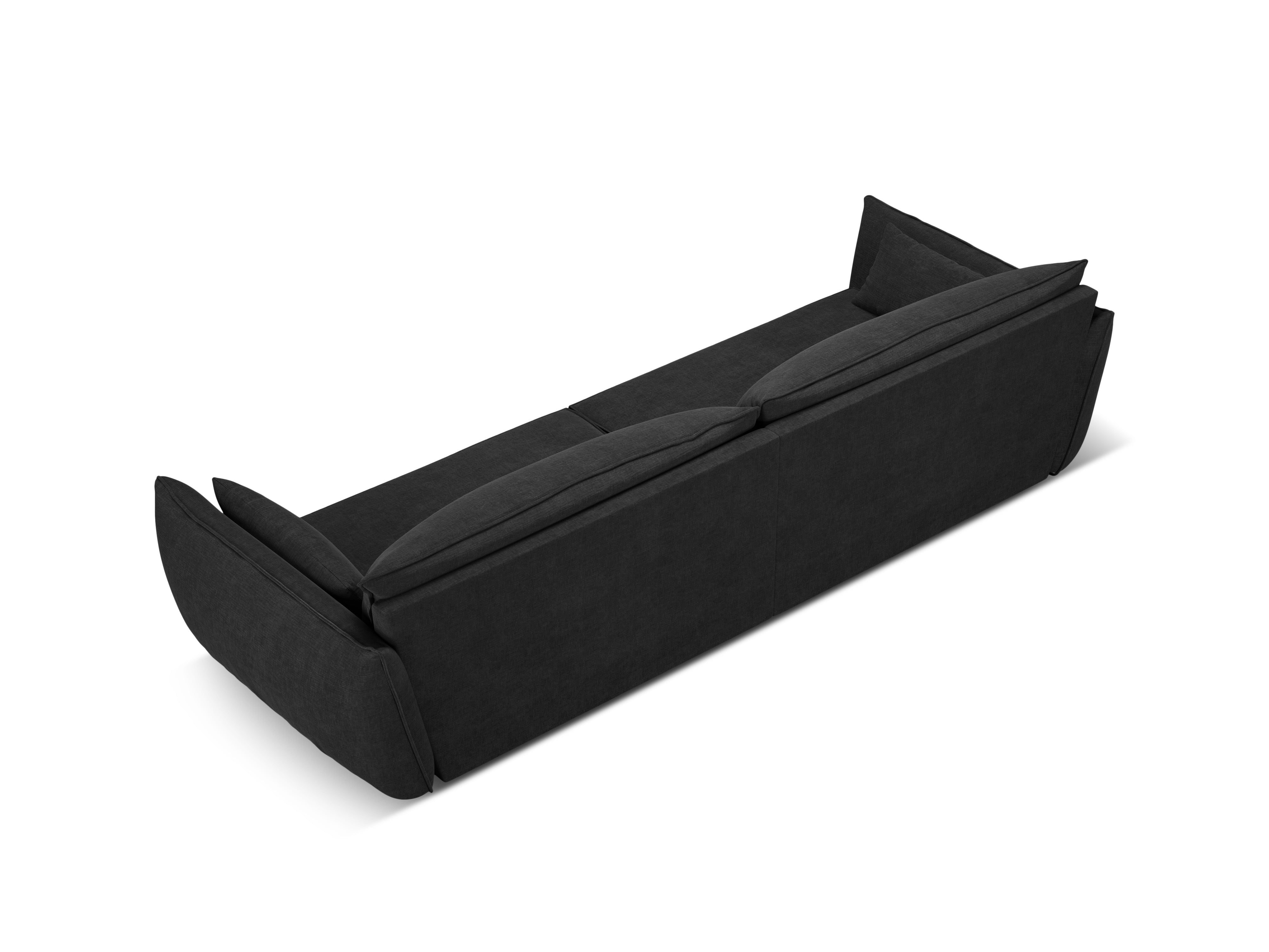 Sofa w tkaninie szenilowej 4-osobowa VANDA czarny