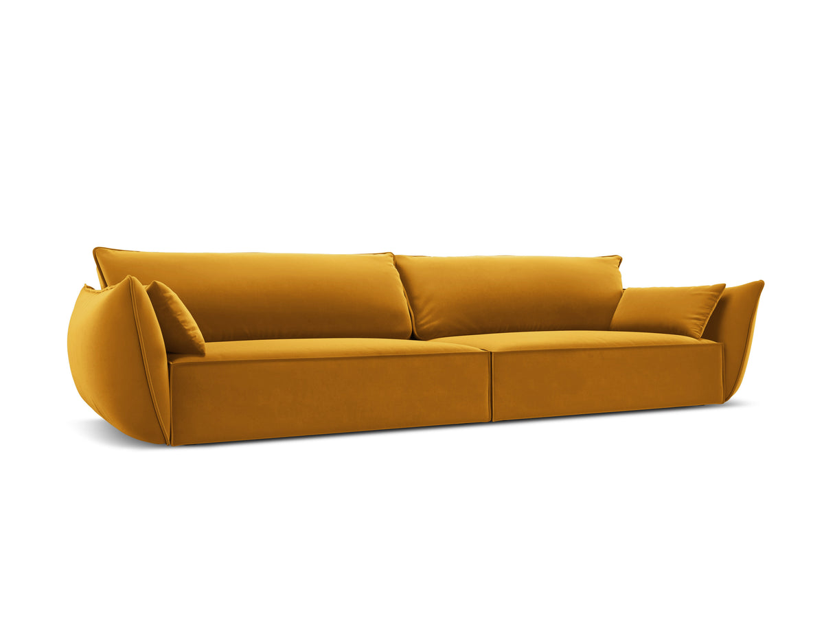 Sofa aksamitna 4-osobowa VANDA musztardowy