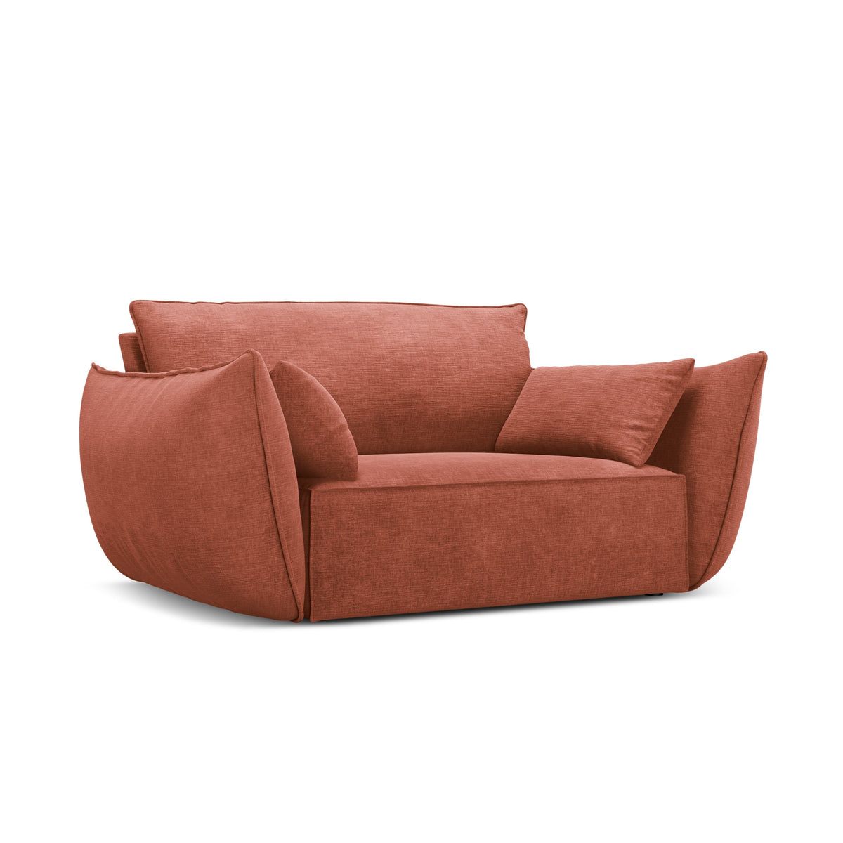 Fotel w tkaninie szenilowej VANDA terracotta