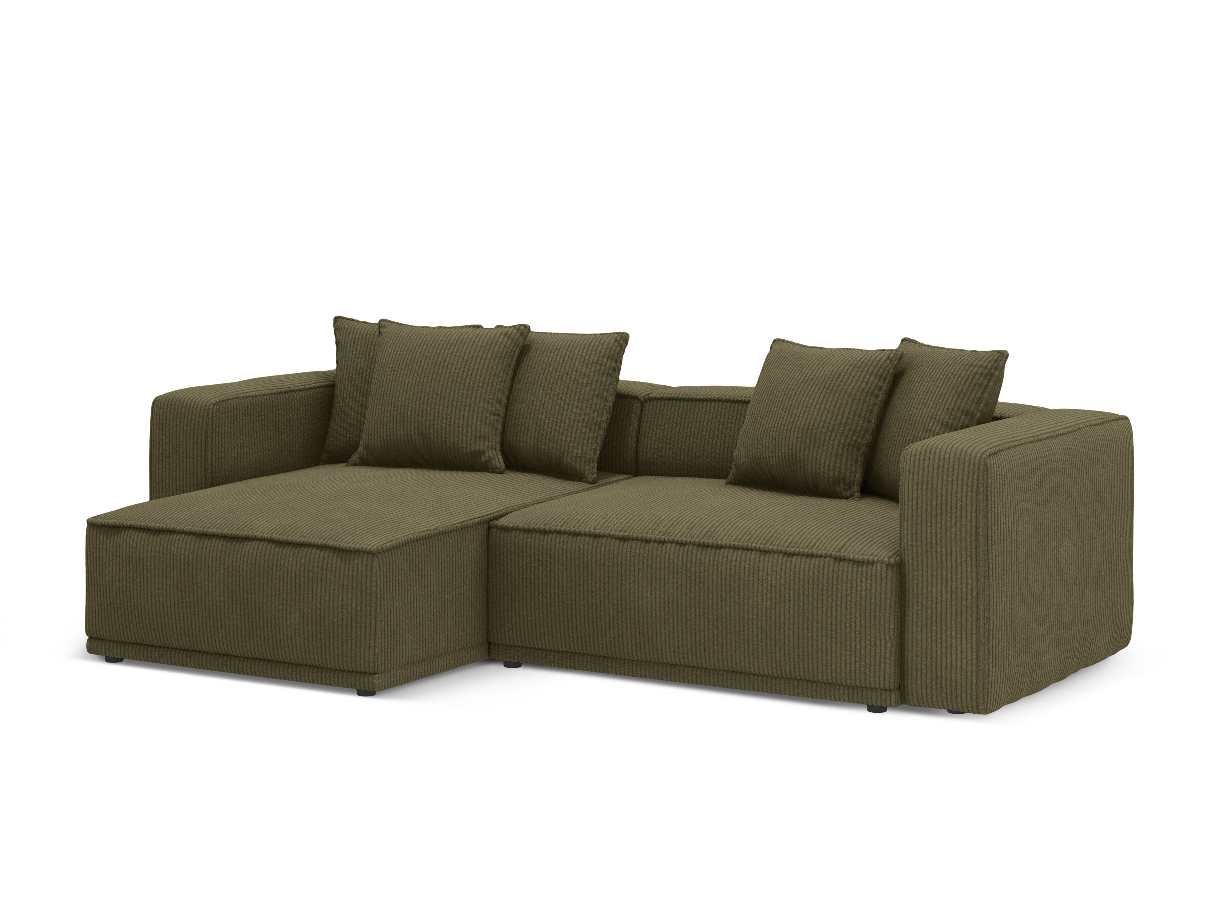 Linksseitige Schlafcouch RIBES aus grünem Cord