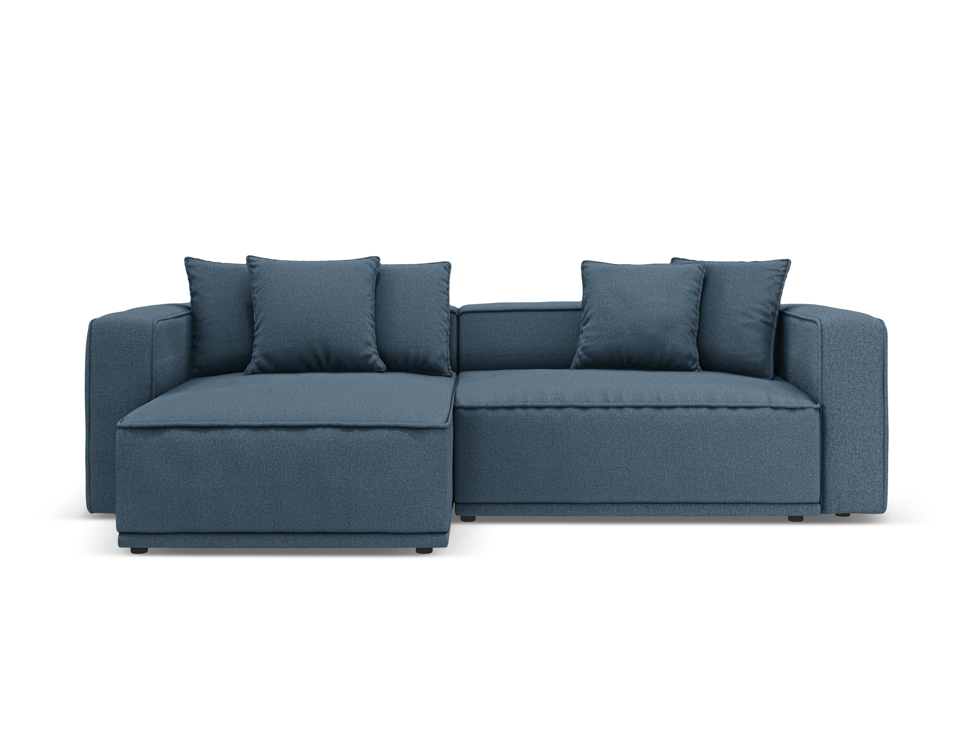 Linksseitige Schlafcouch RIBES in jeansblauem Chenille