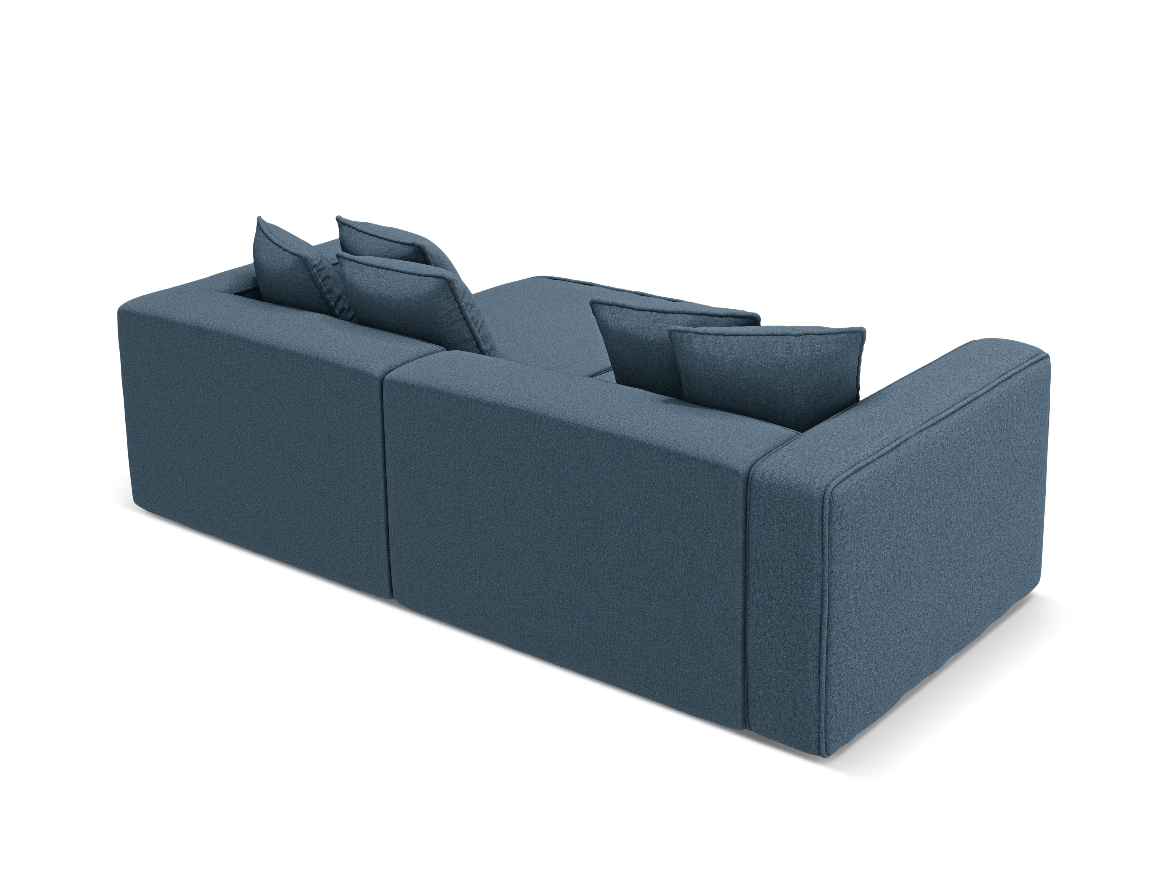 Linksseitige Schlafcouch RIBES in jeansblauem Chenille