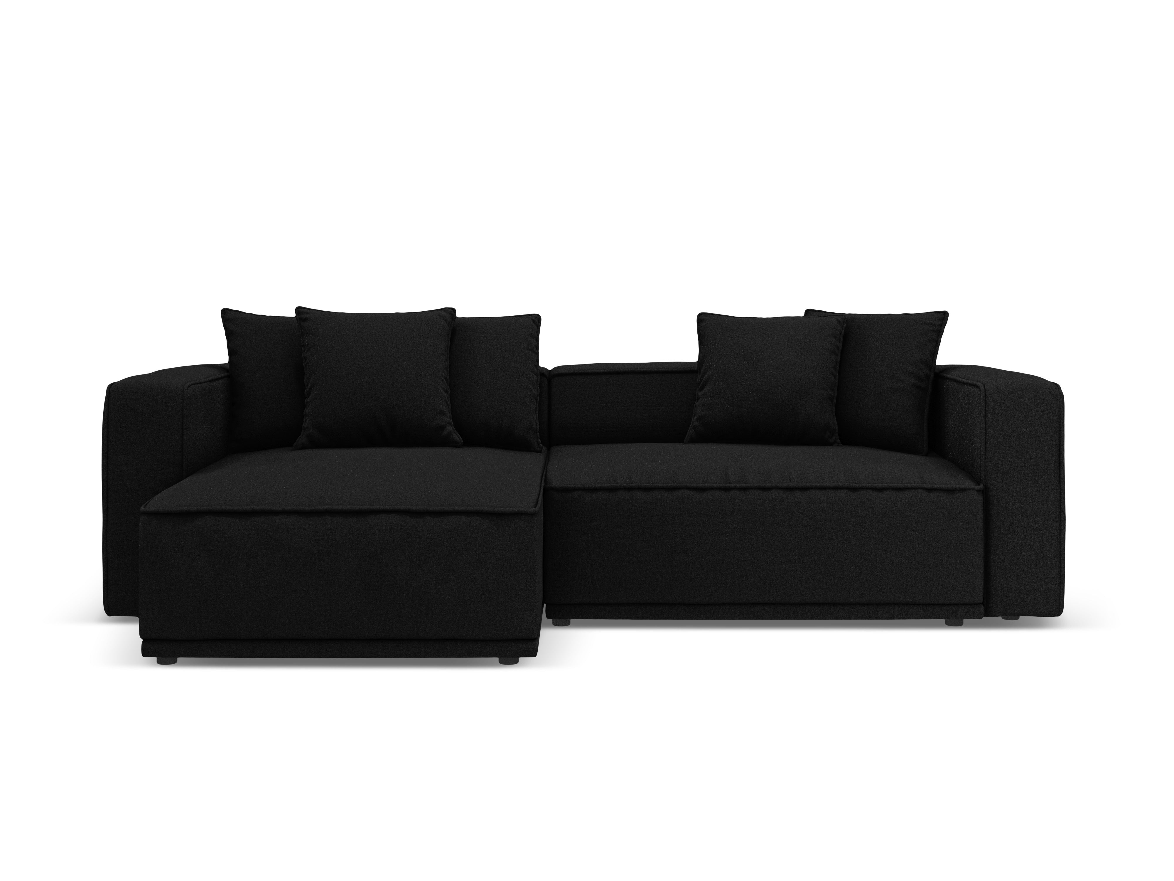 Linksseitiges Schlafsofa RIBES aus schwarzem Chenille