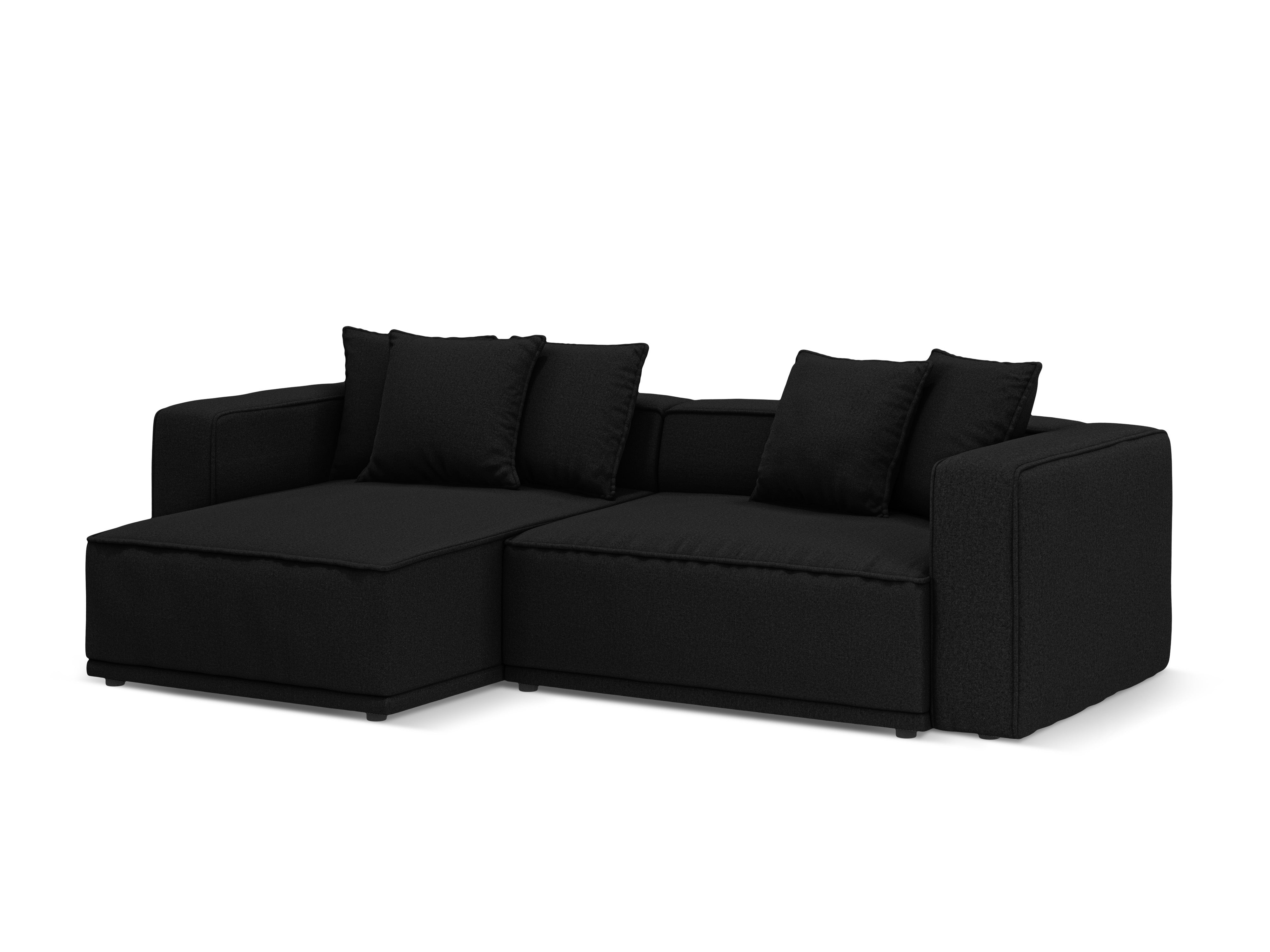 Linksseitiges Schlafsofa RIBES aus schwarzem Chenille