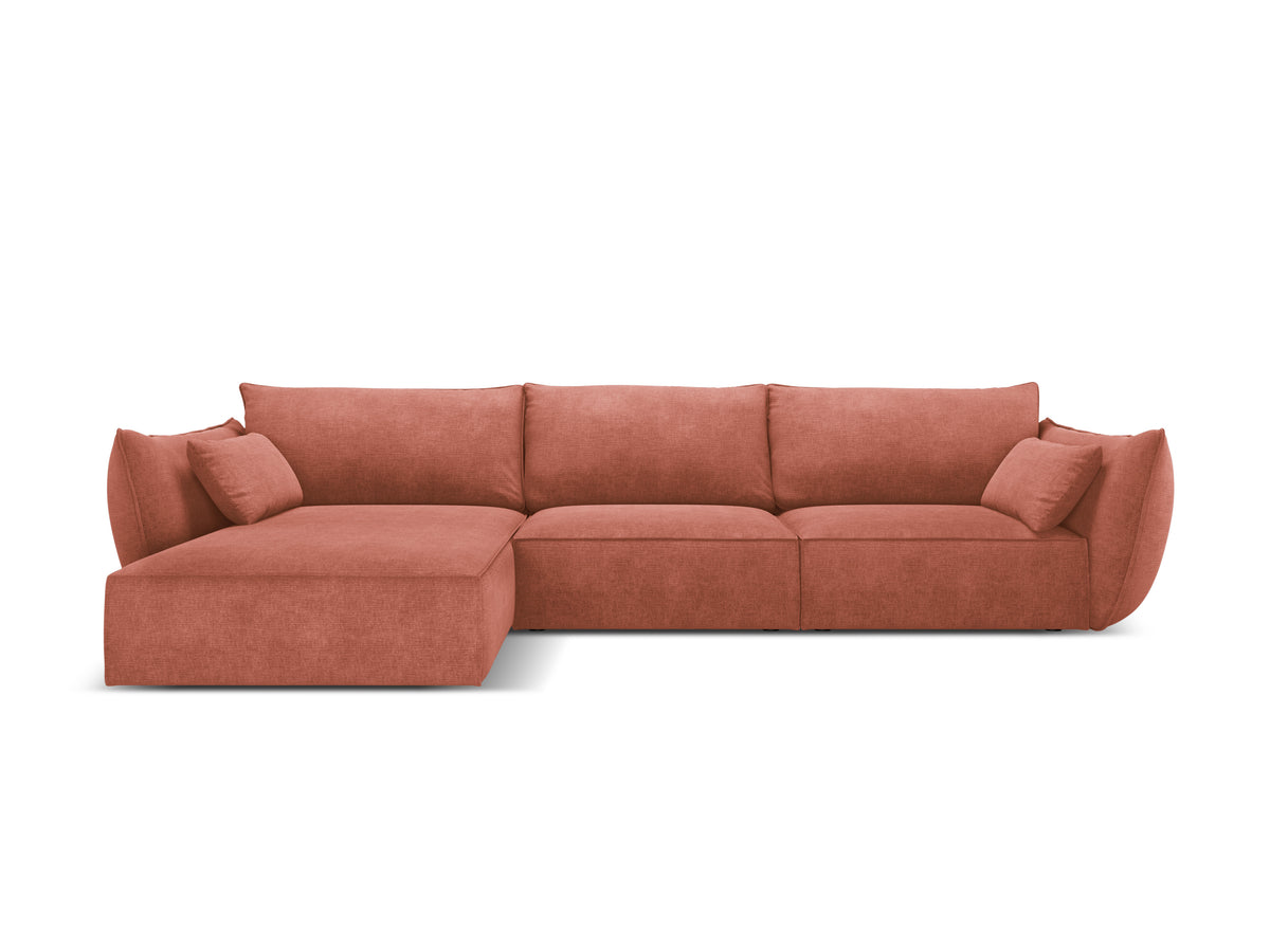 Narożnik w tkaninie szenilowej lewostronny 4-osobowy VANDA terracotta