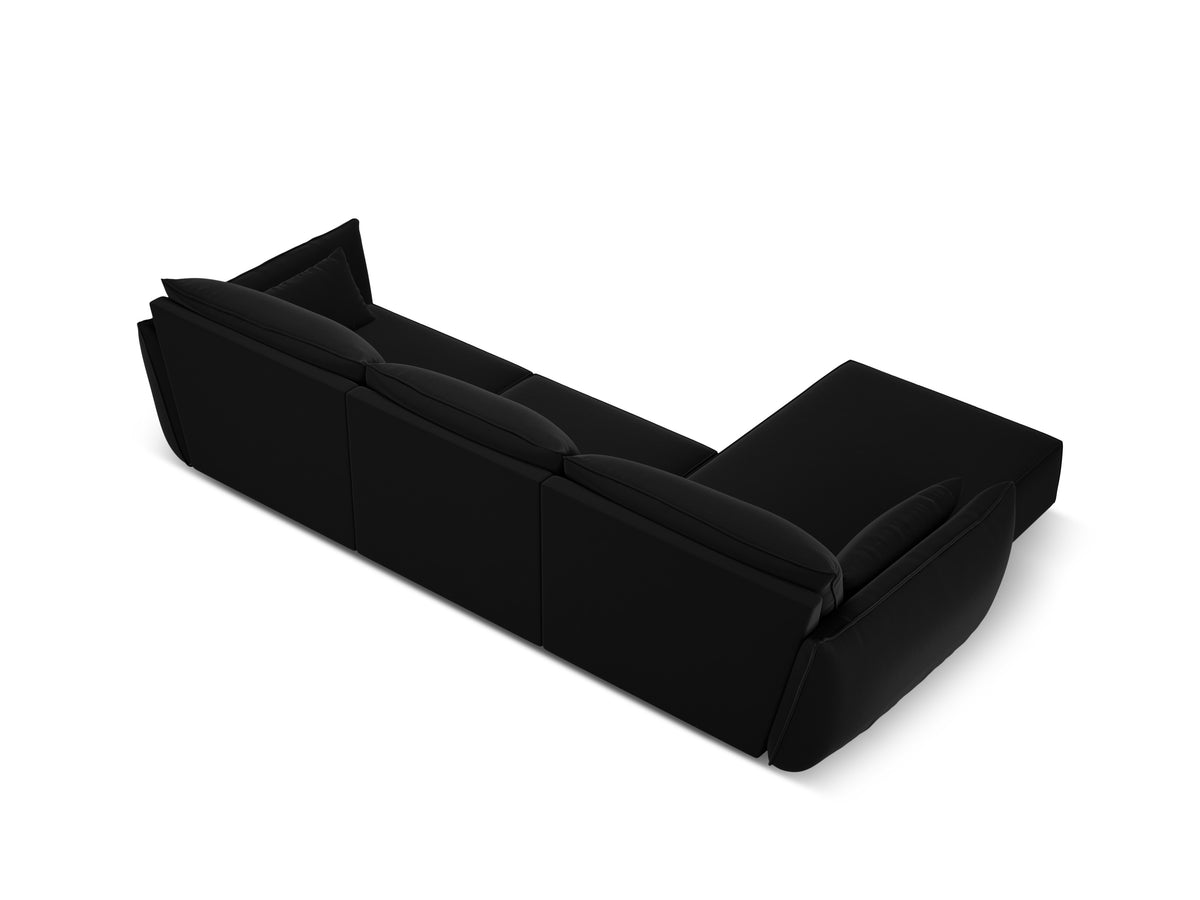 Narożnik aksamitny lewostronny 4-osobowy VANDA czarny