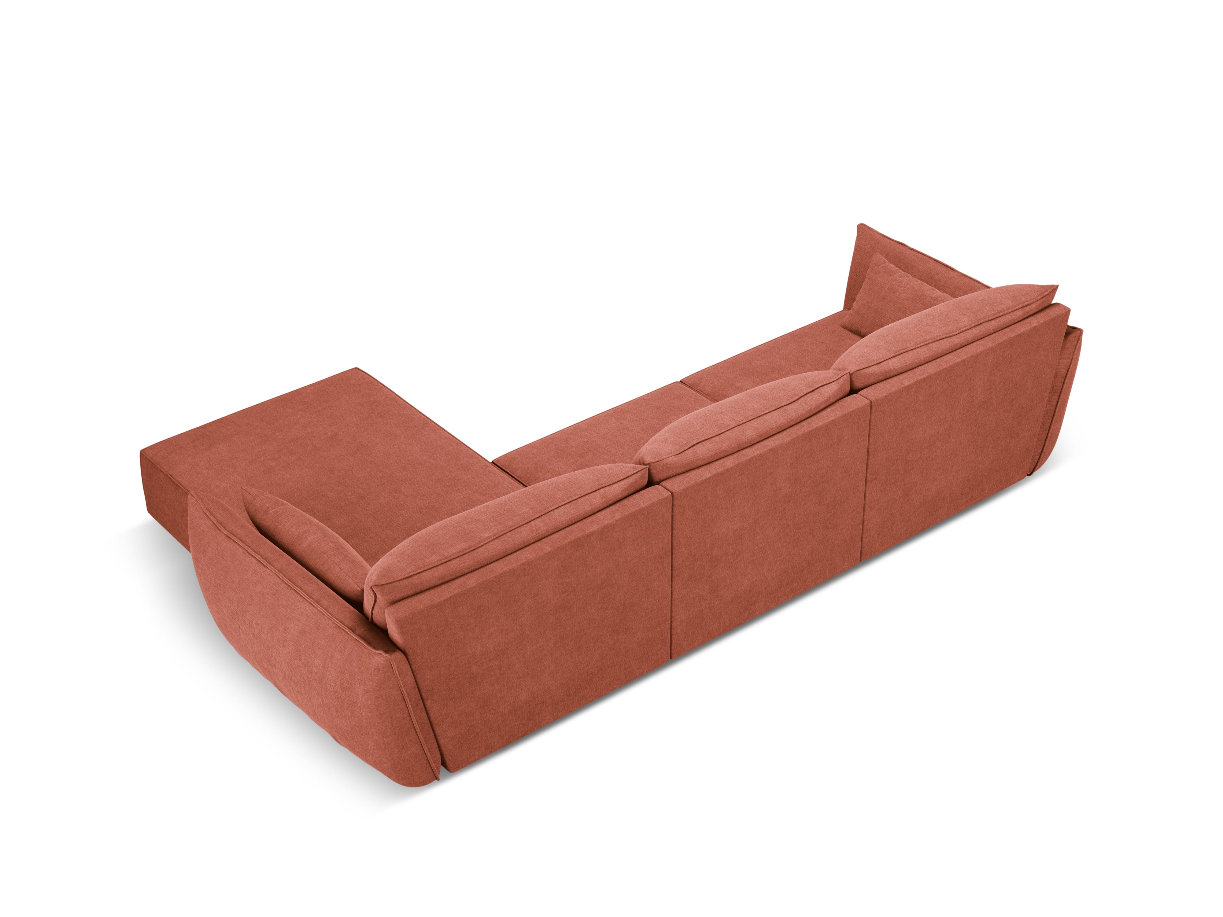 Narożnik w tkaninie szenilowej prawostronny 4-osobowy VANDA terracotta