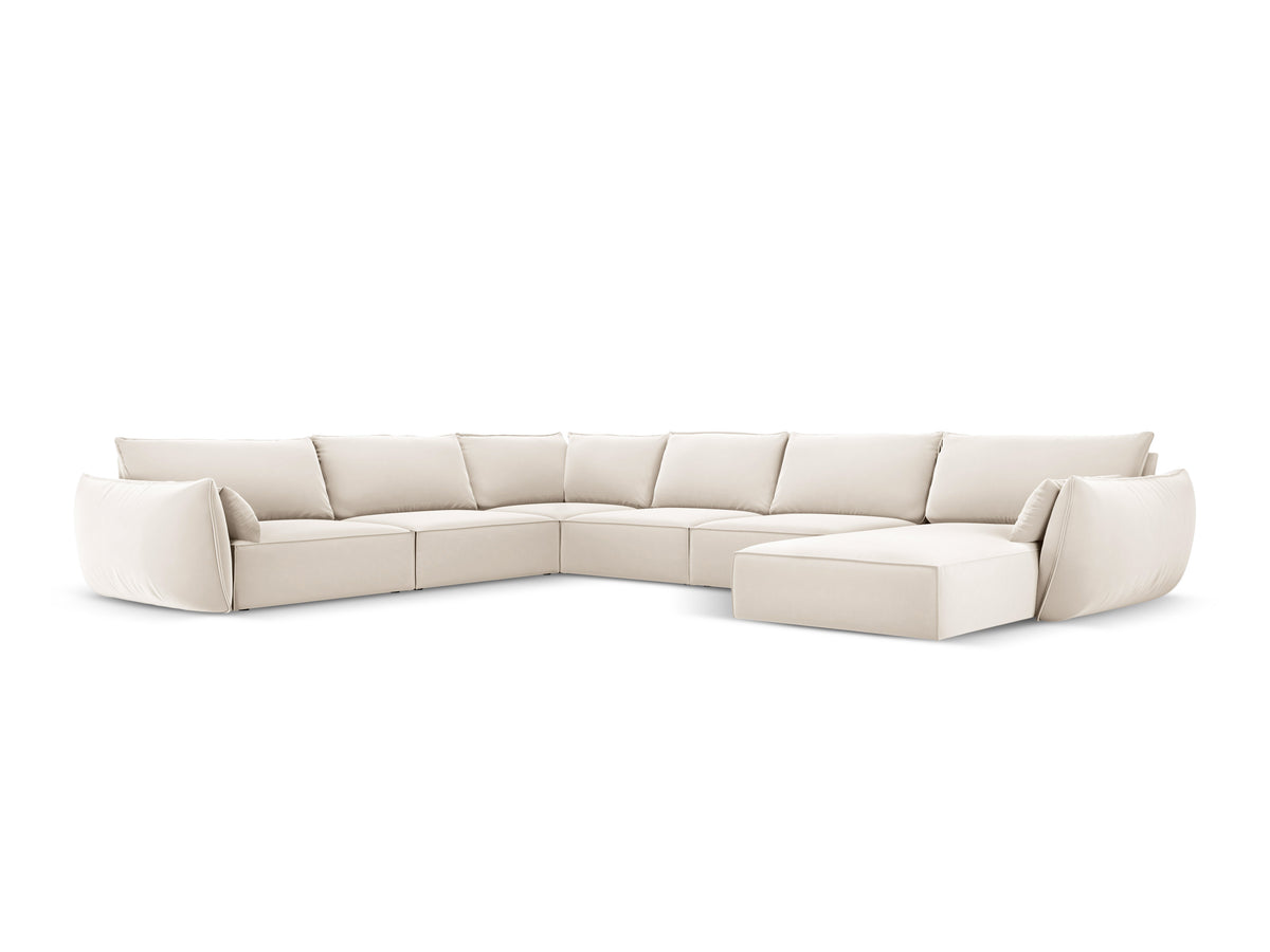 Narożnik panoramiczny aksamitny lewostronny VANDA beżowy