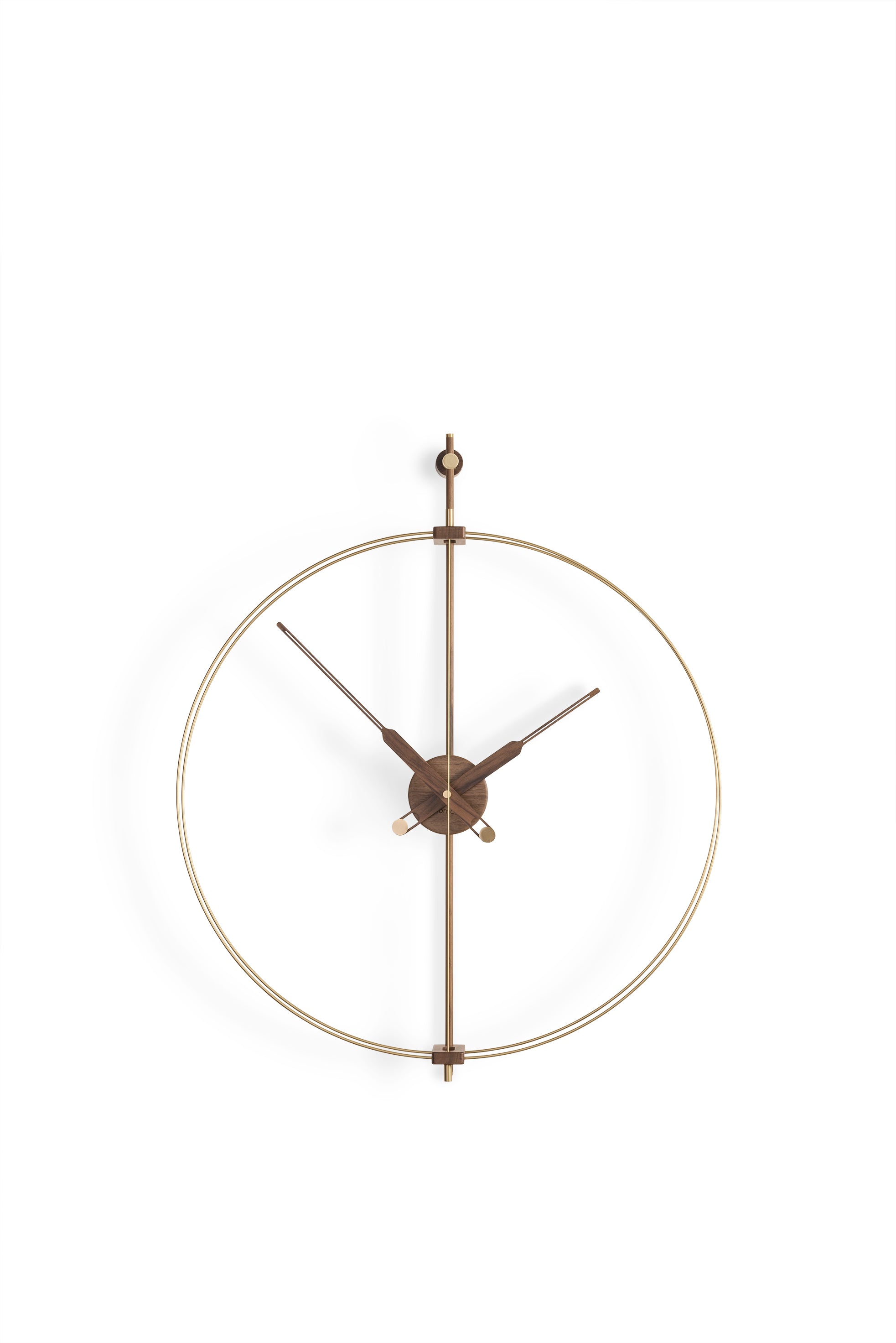 MINI BARCELONA PREMIUM wall clock walnut wood with brass finish