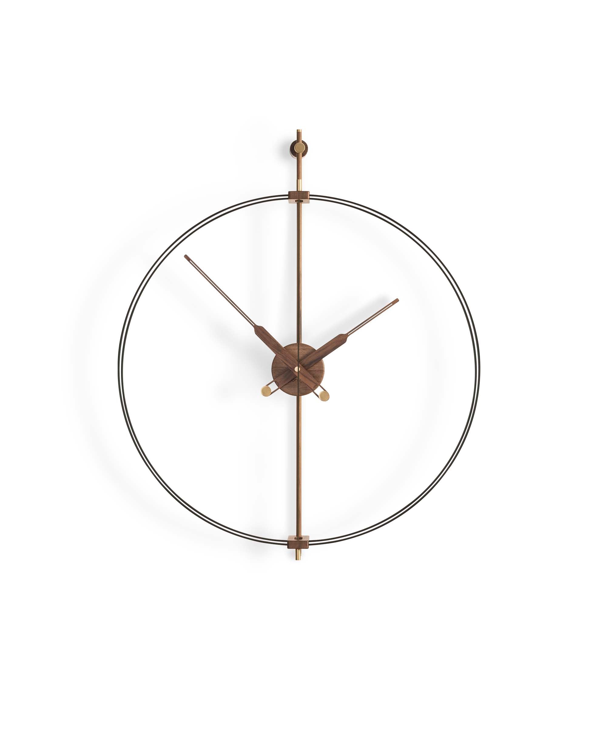 Wanduhr MINI BARCELONA PREMIUM Nussbaum mit schwarzer Oberfläche