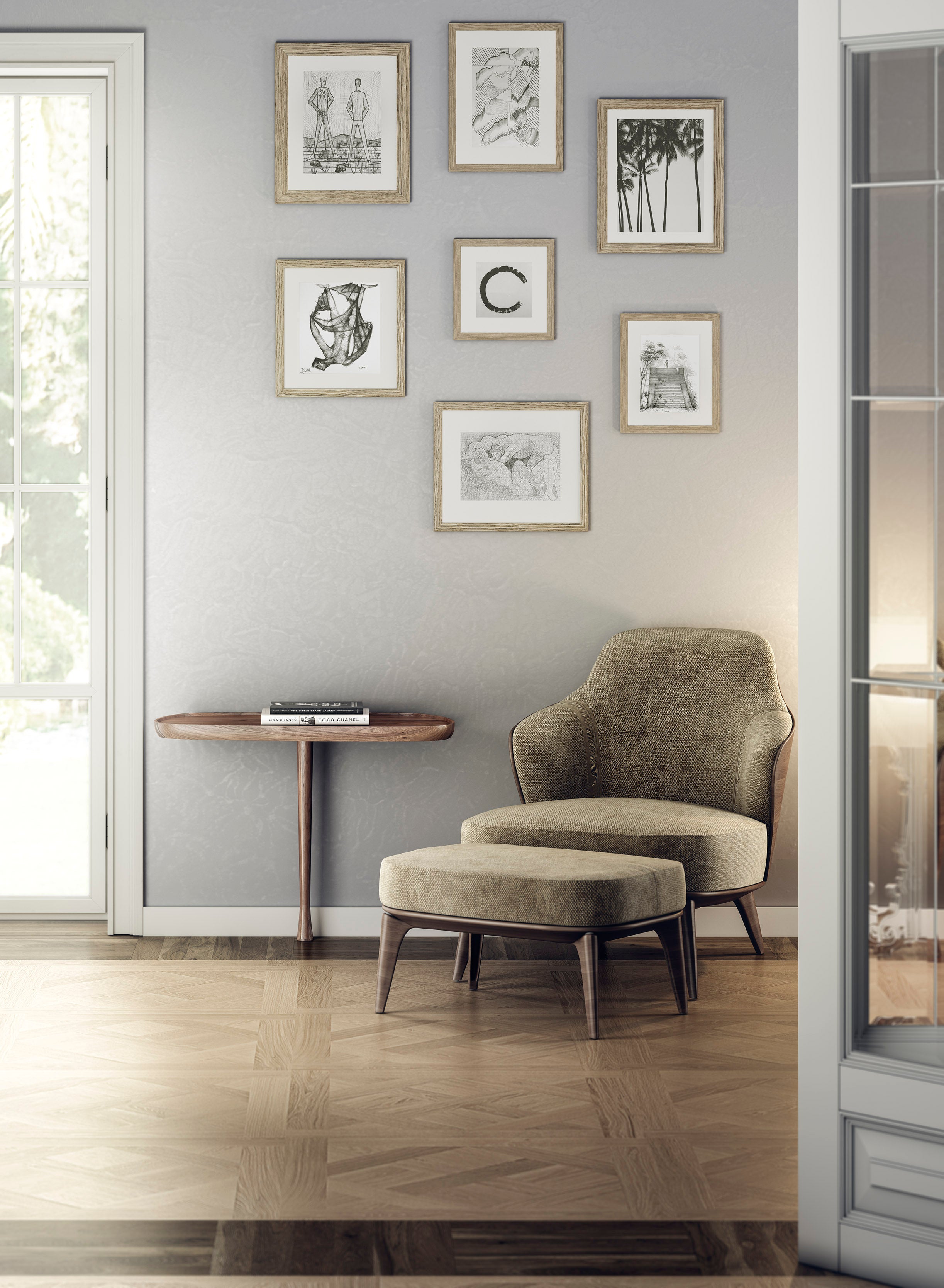 MESITA Walnut Solid Wood Wall Side Table