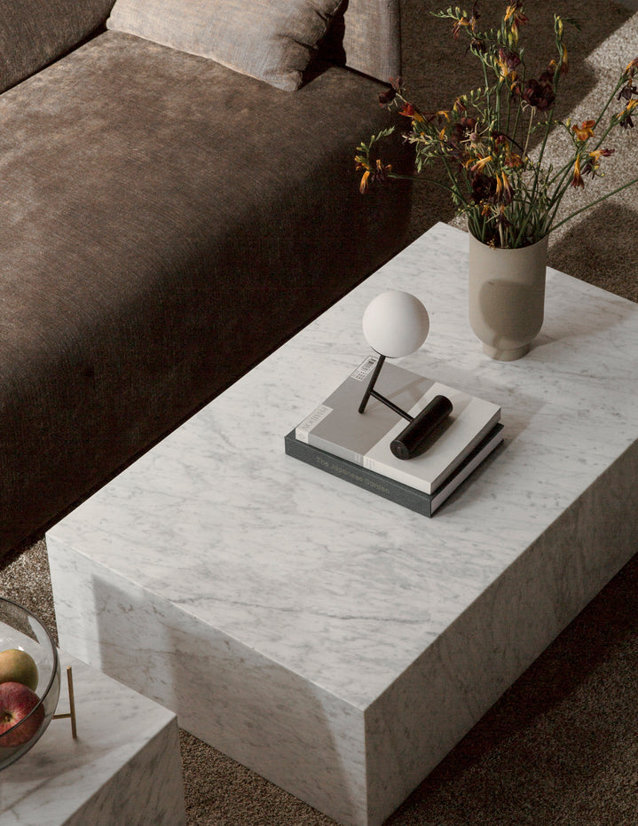 PLINTH Coffee Table White-Brown Marble