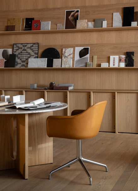 HARBOUR office armchair black leather with aluminum base