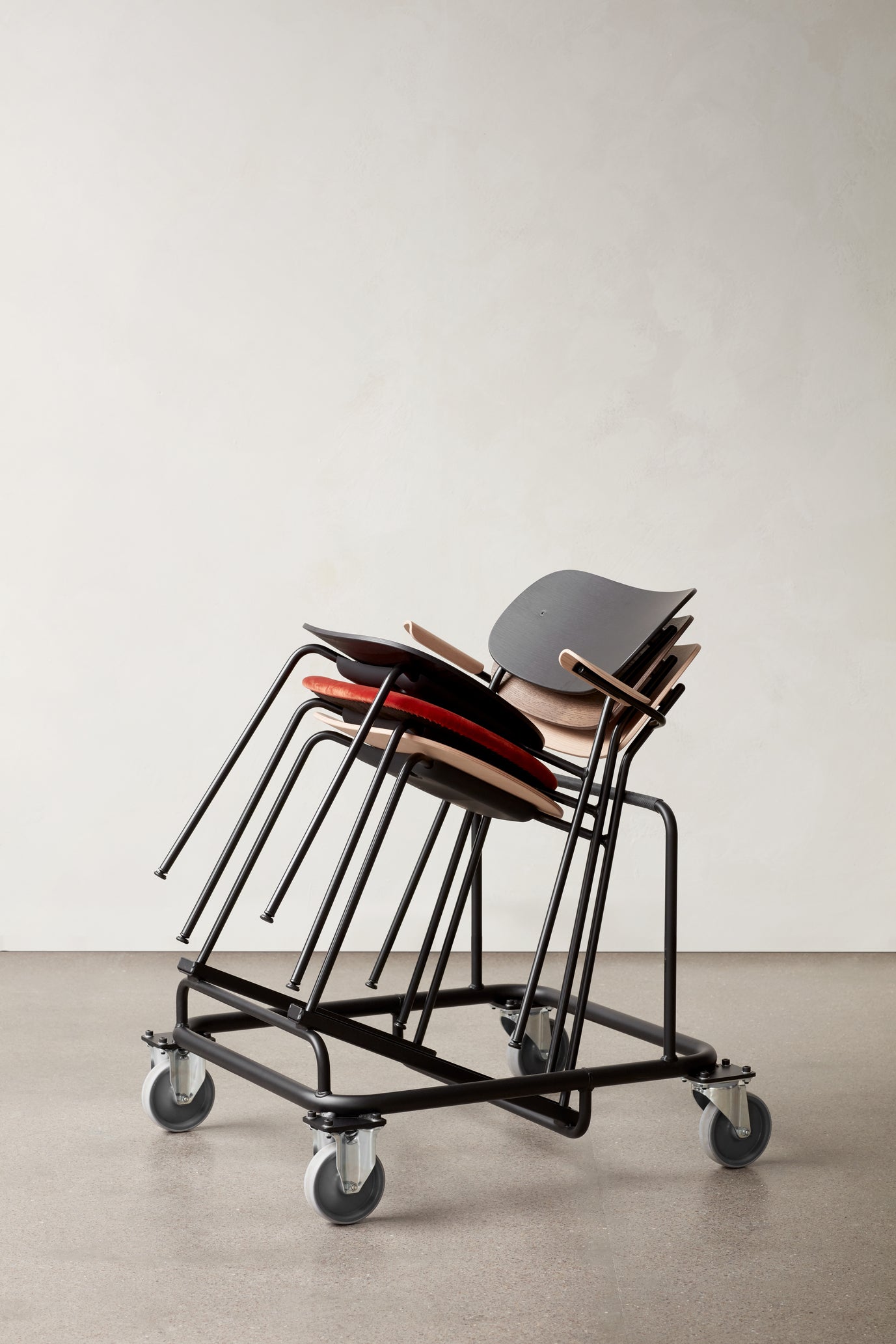 Armchair CO oak veneer with chrome base
