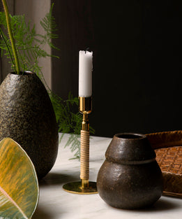 DUCA Candle Holder in Bronzed Brass