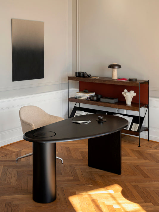HARBOUR office armchair black leather with aluminum base