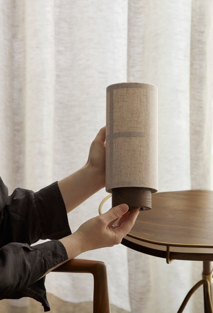 Portable lamp HASHIRA linen with ash base
