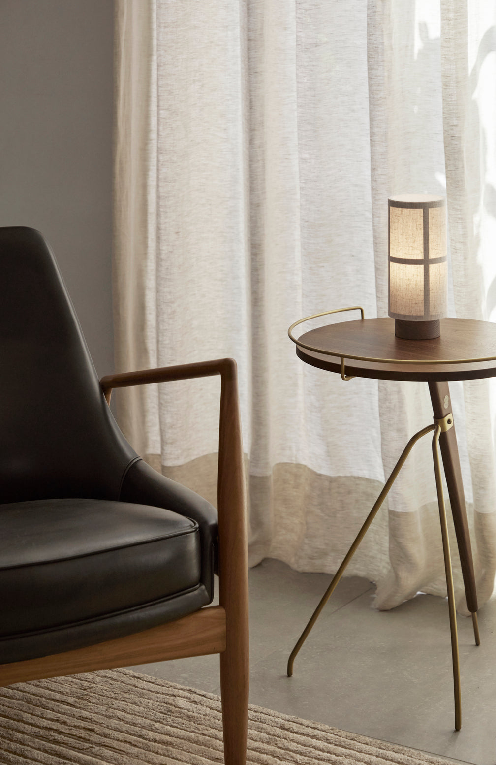 Portable lamp HASHIRA linen with ash base