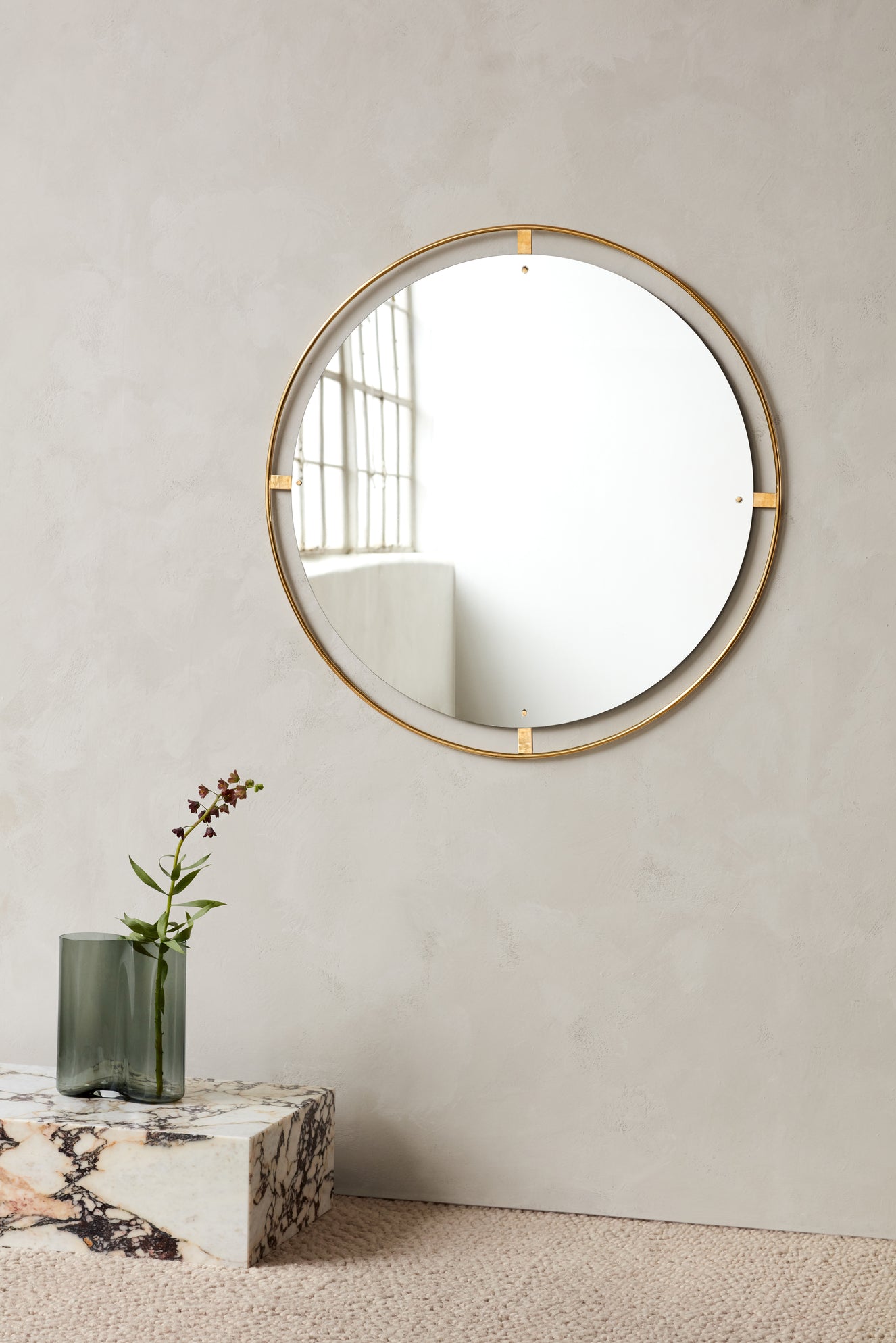 PLINTH Coffee Table White-Brown Marble