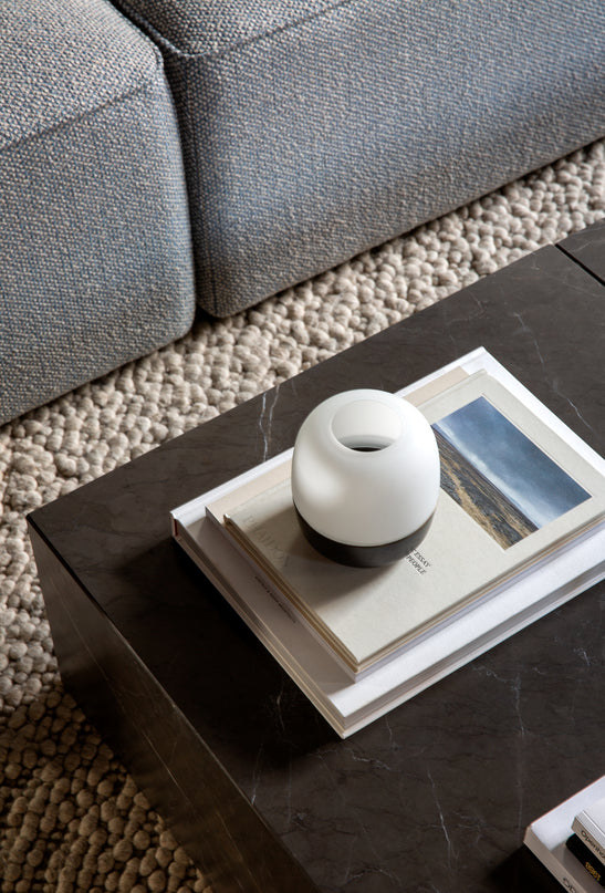 PLINTH Coffee Table White-Brown Marble