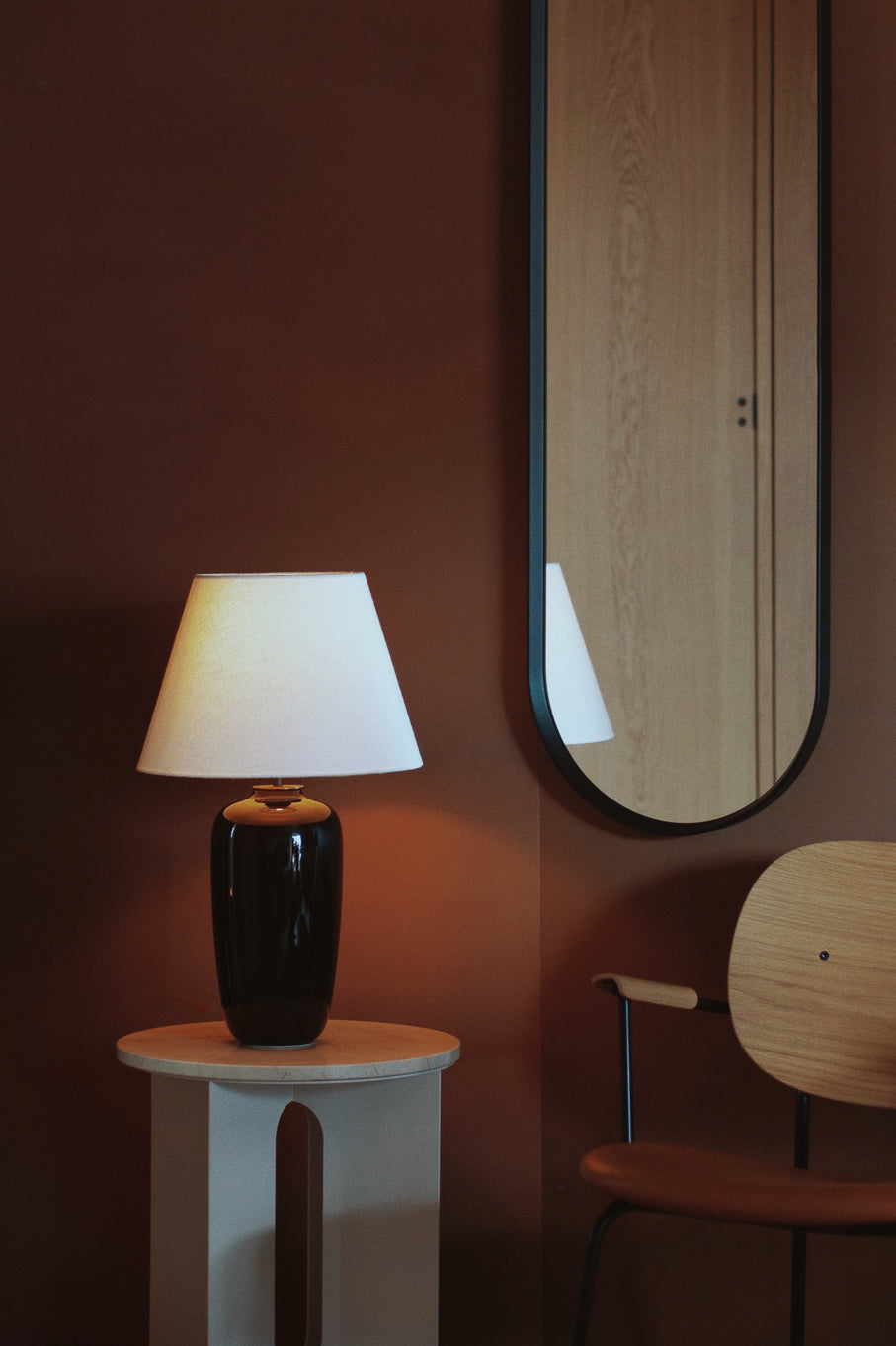 NORM black oval wall mirror