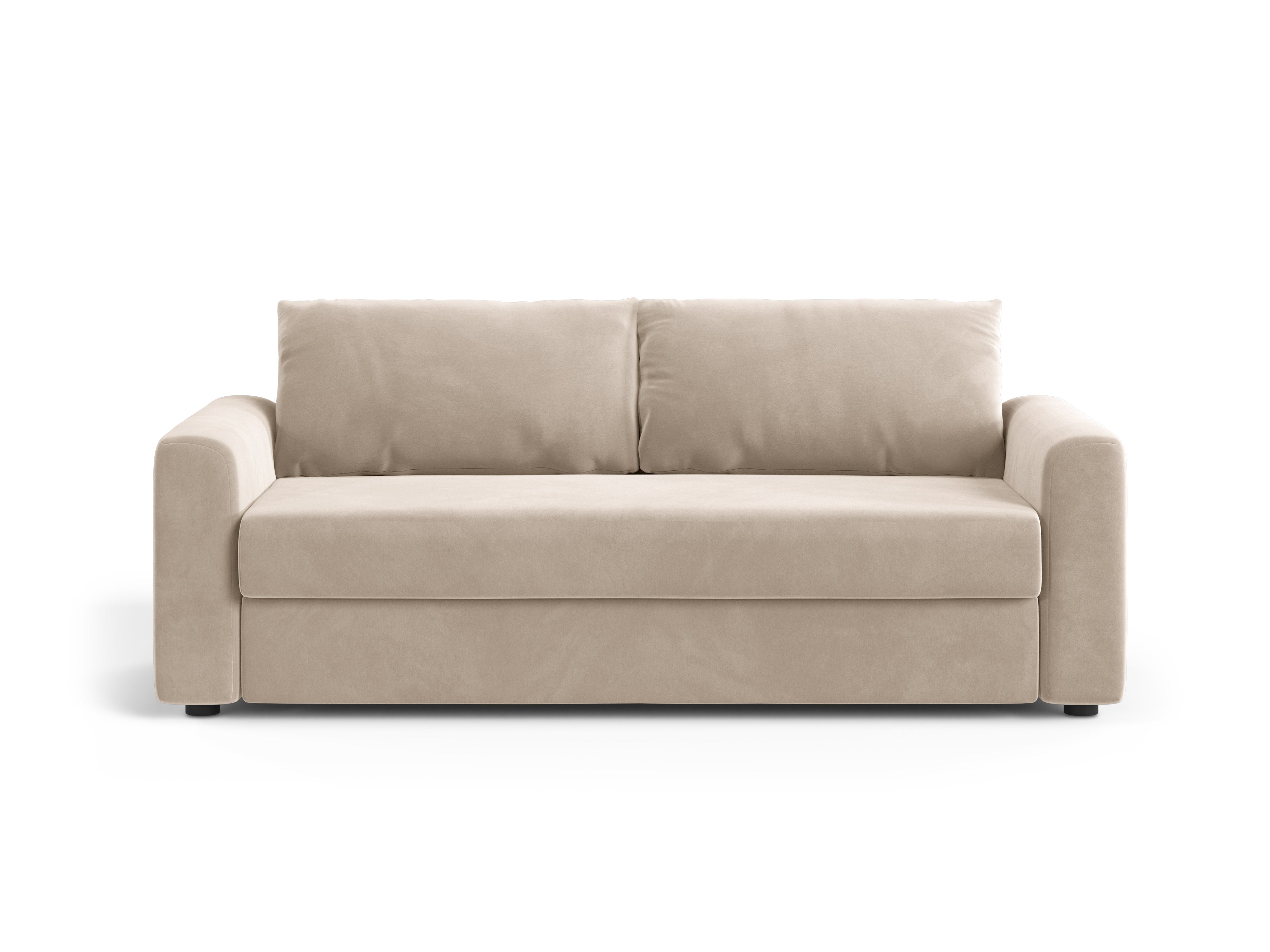 Sofa aus Samt 3-sitzig mit Schlaf-Funktion DAVID beige