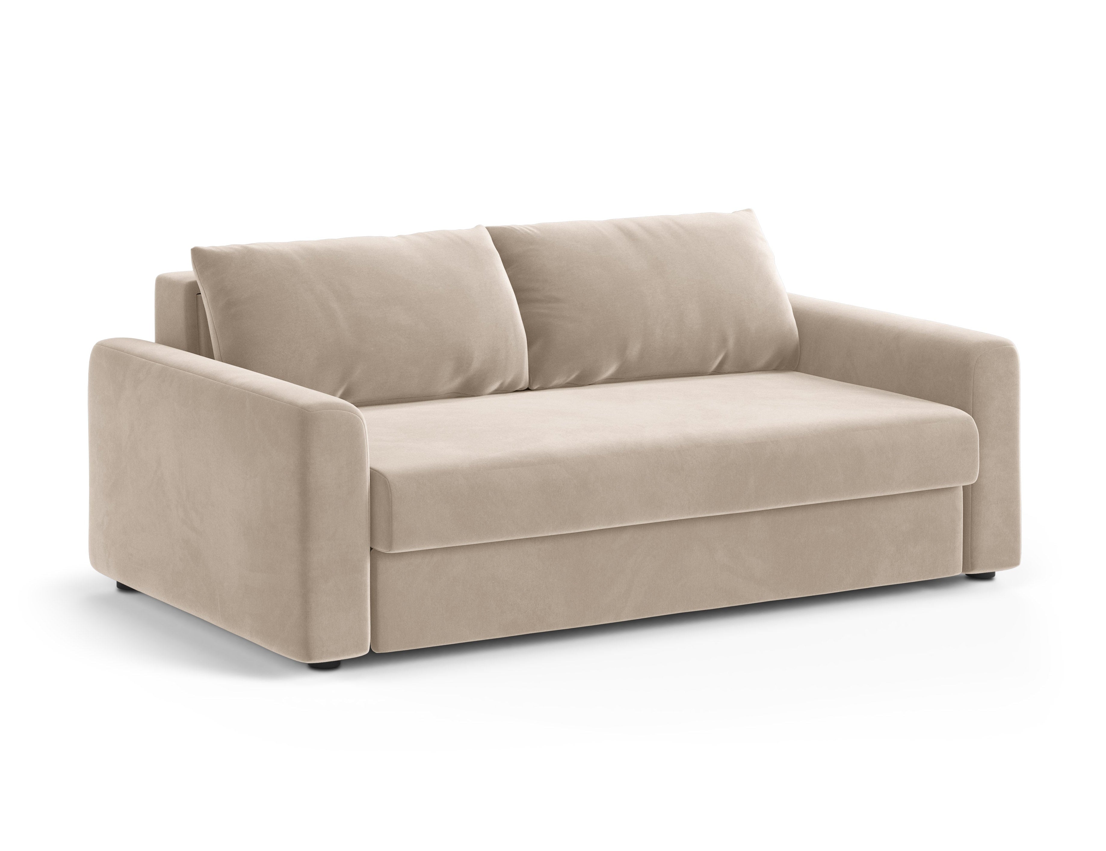 Sofa aus Samt 3-sitzig mit Schlaf-Funktion DAVID beige