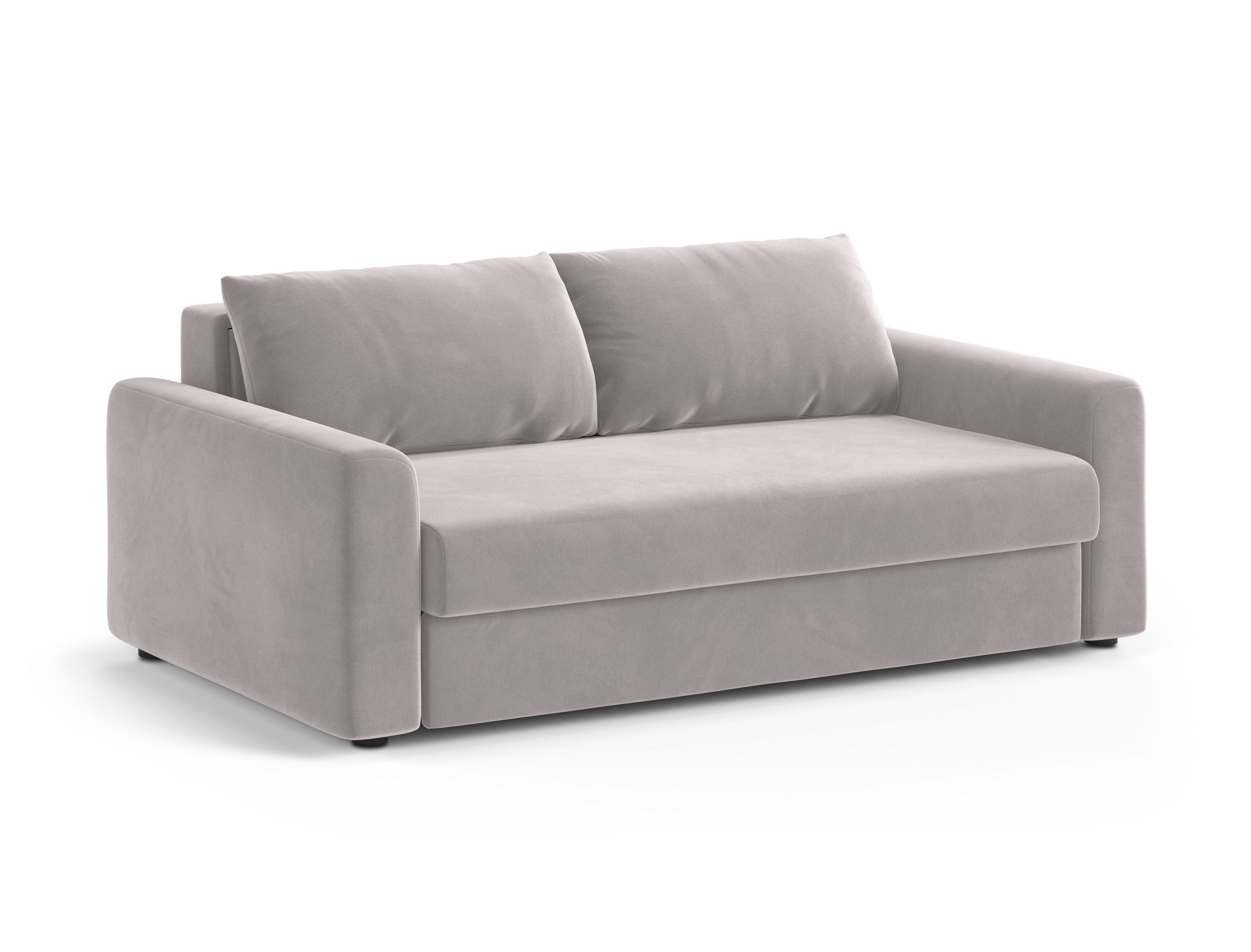 David Light Gray Velvet 3-Seater Sofa with Sleeping Function