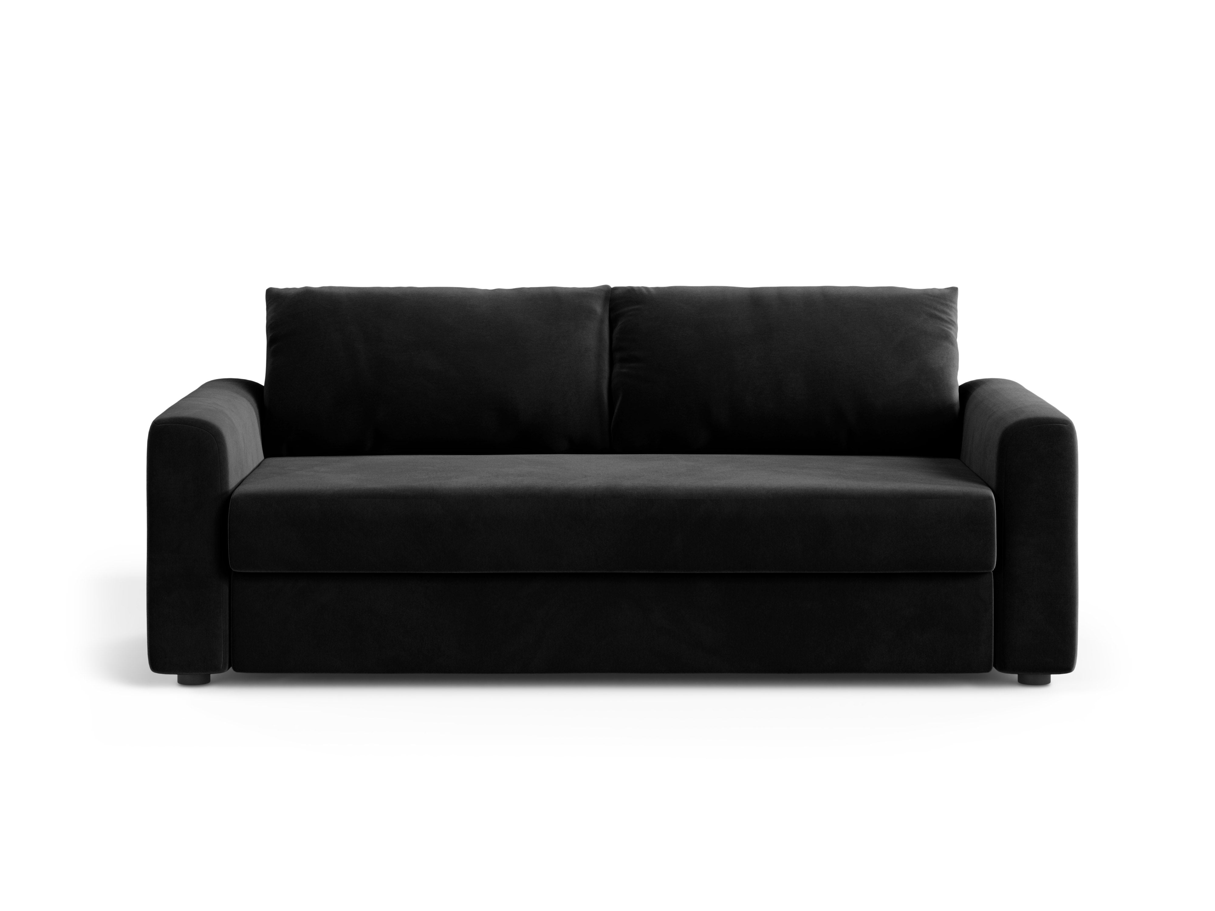 Sofa aksamitna 3-osobowa z funkcją spania DAVID czarny