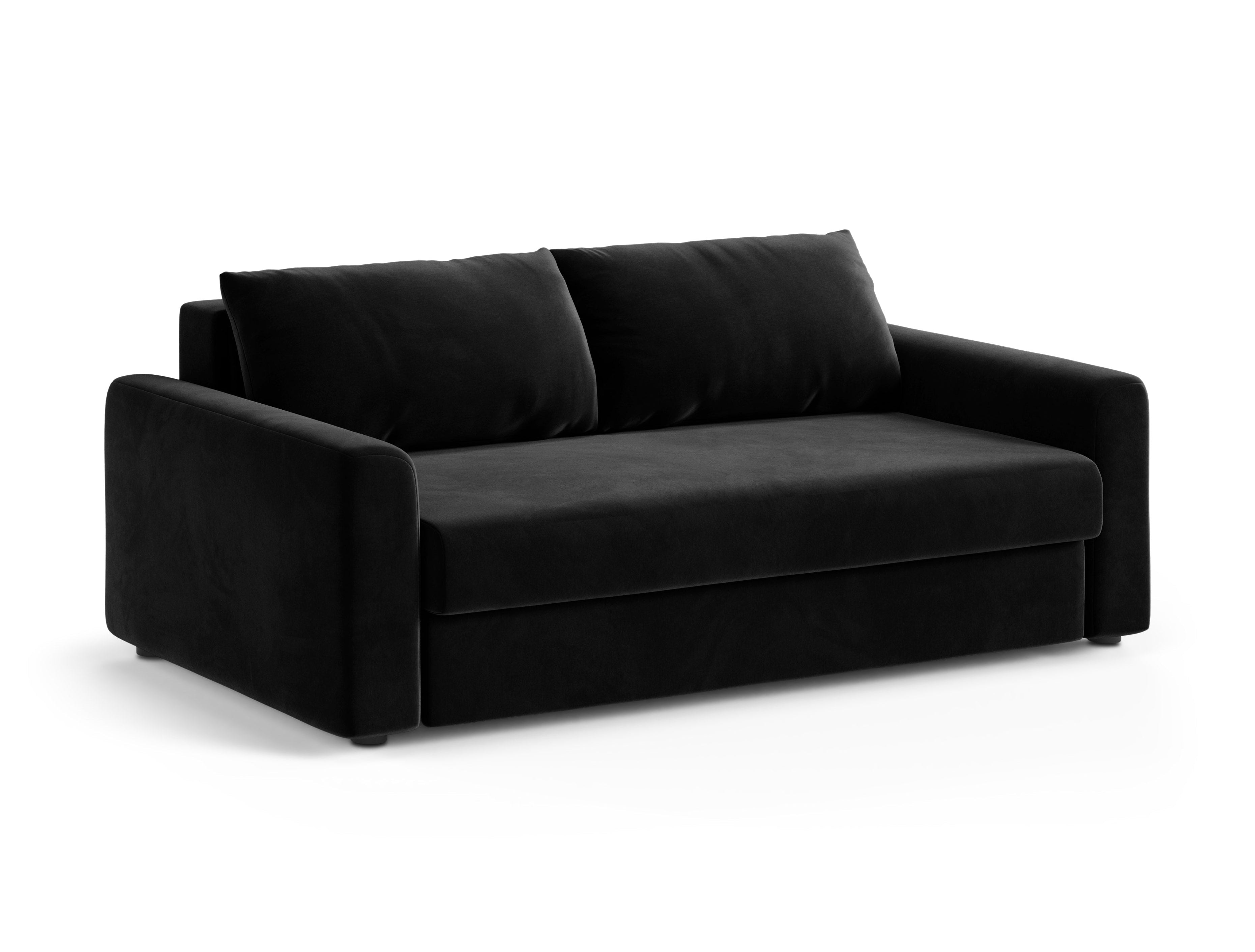 Sofa aksamitna 3-osobowa z funkcją spania DAVID czarny