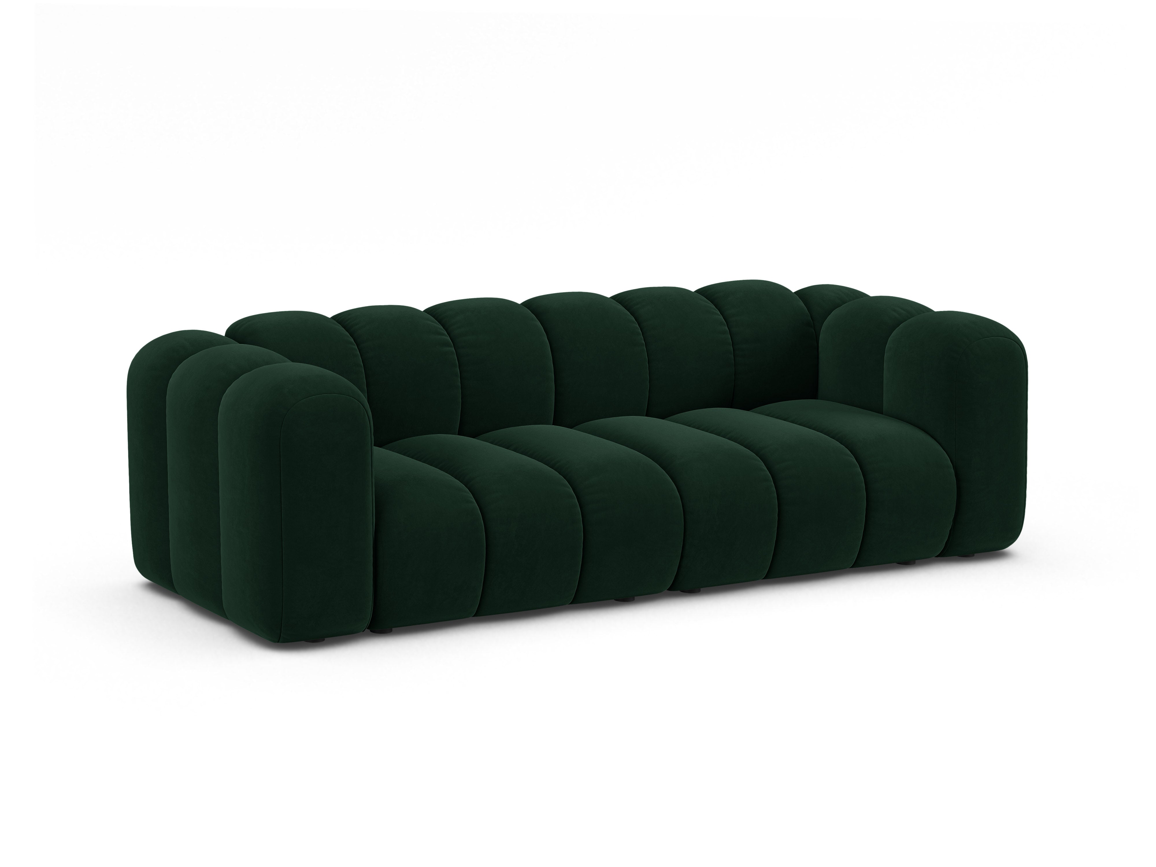 Sofa aksamitna 3-osobowa LUPINE butelkowy zielony – Micadoni