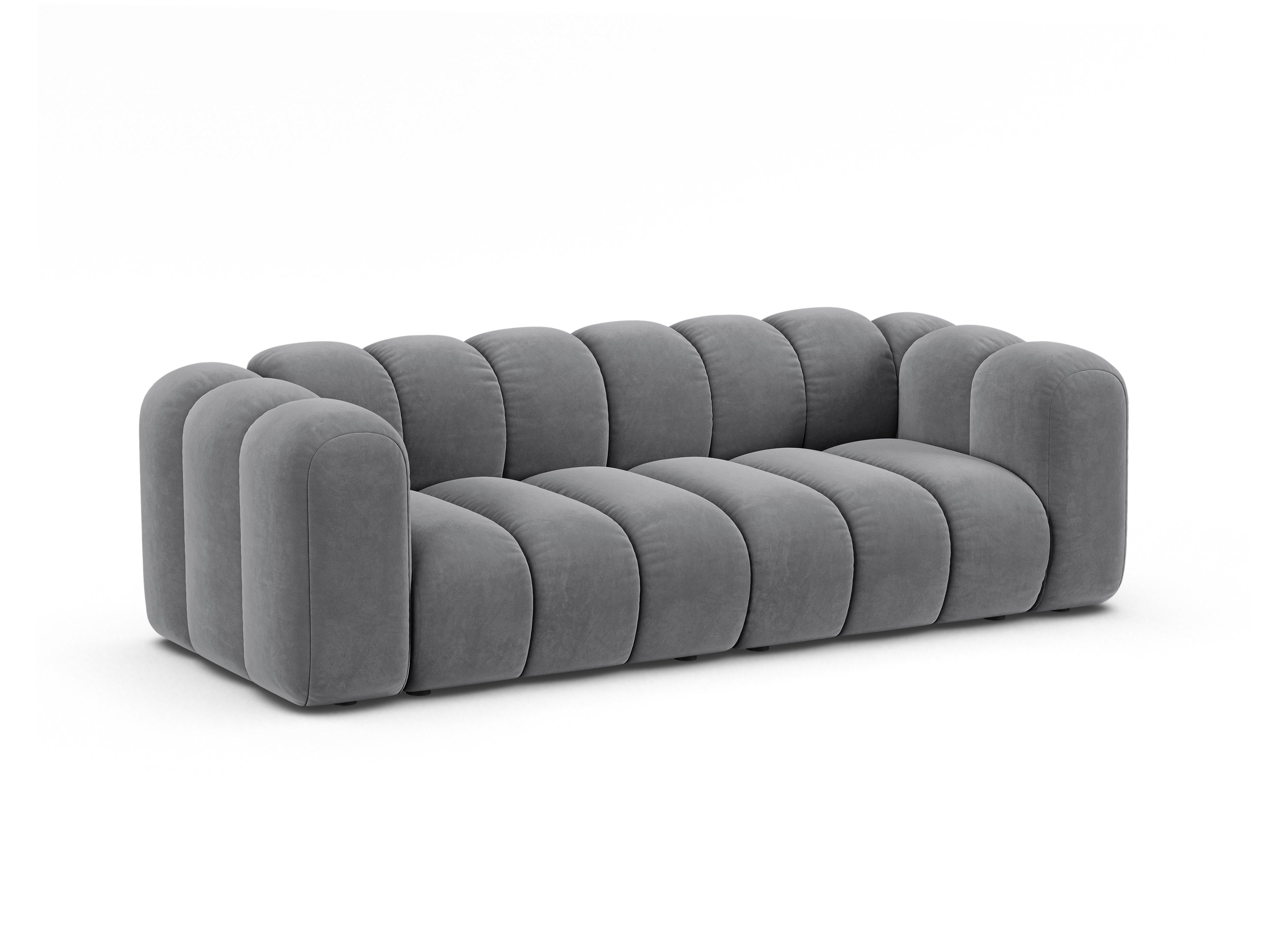 Sofa aksamitna 3-osobowa LUPINE szary – Micadoni