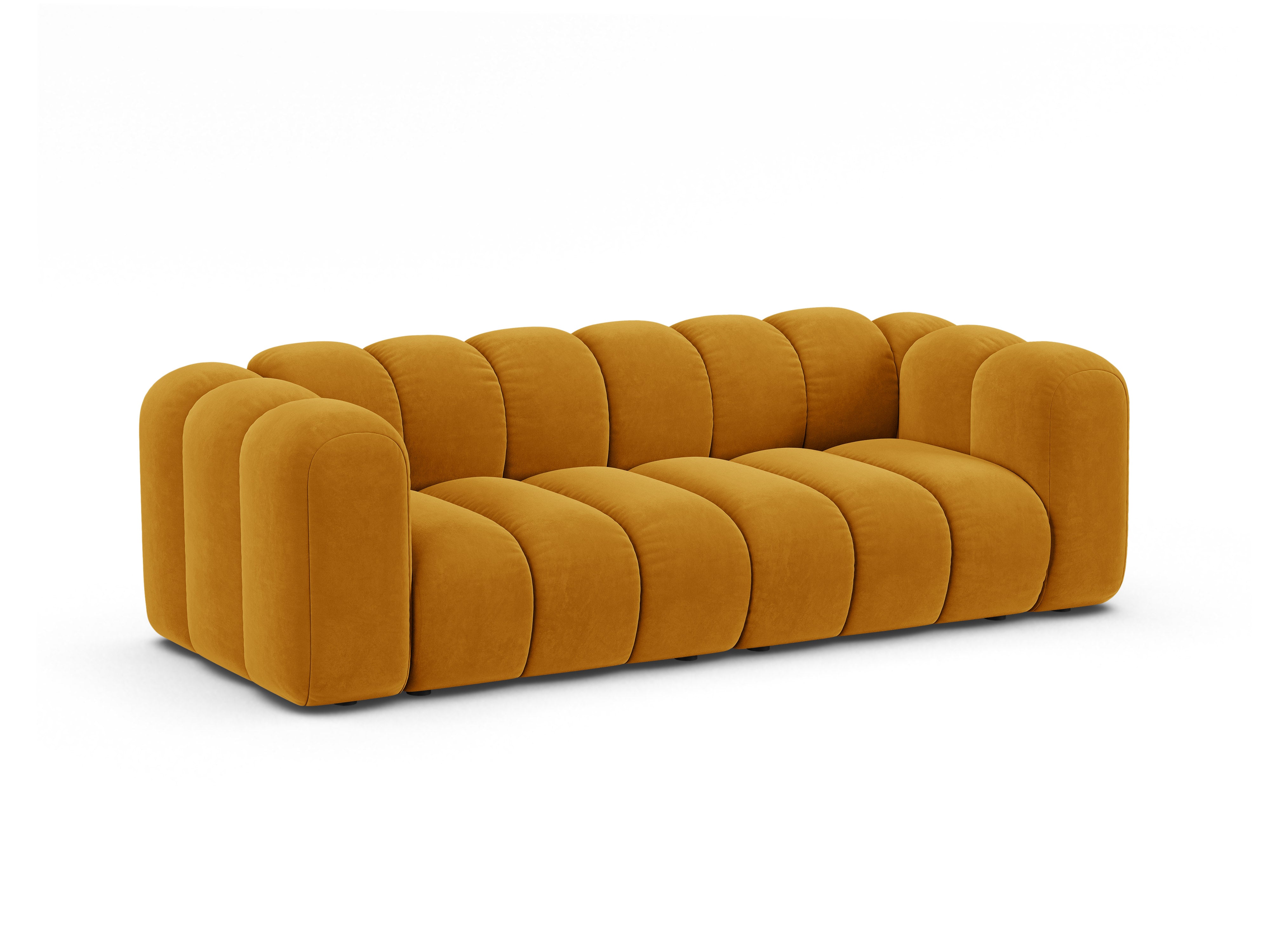 Sofa aksamitna 3-osobowa LUPINE musztardowy