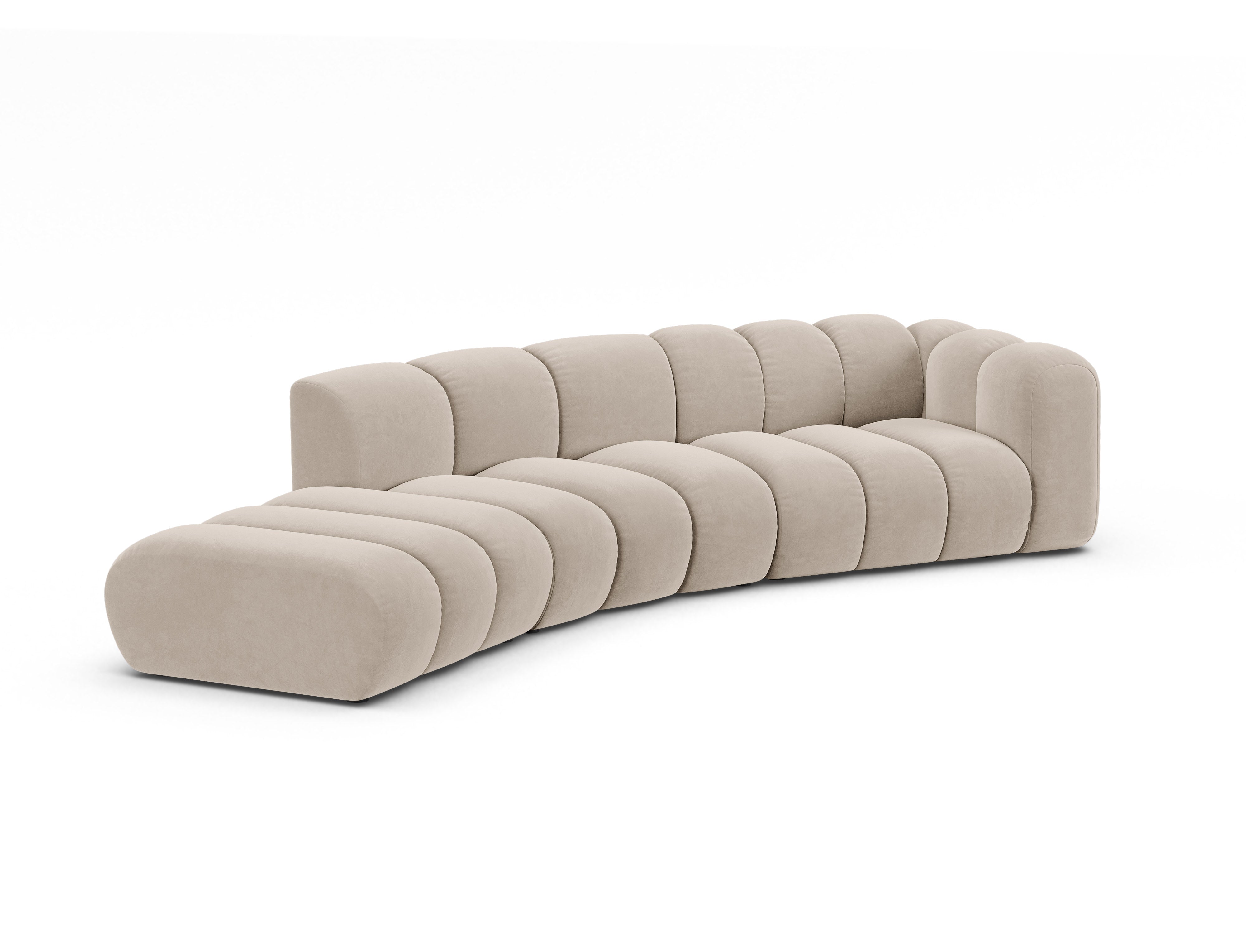 Sofa aksamitna 5-osobowa lewostronna LUPINE beżowy