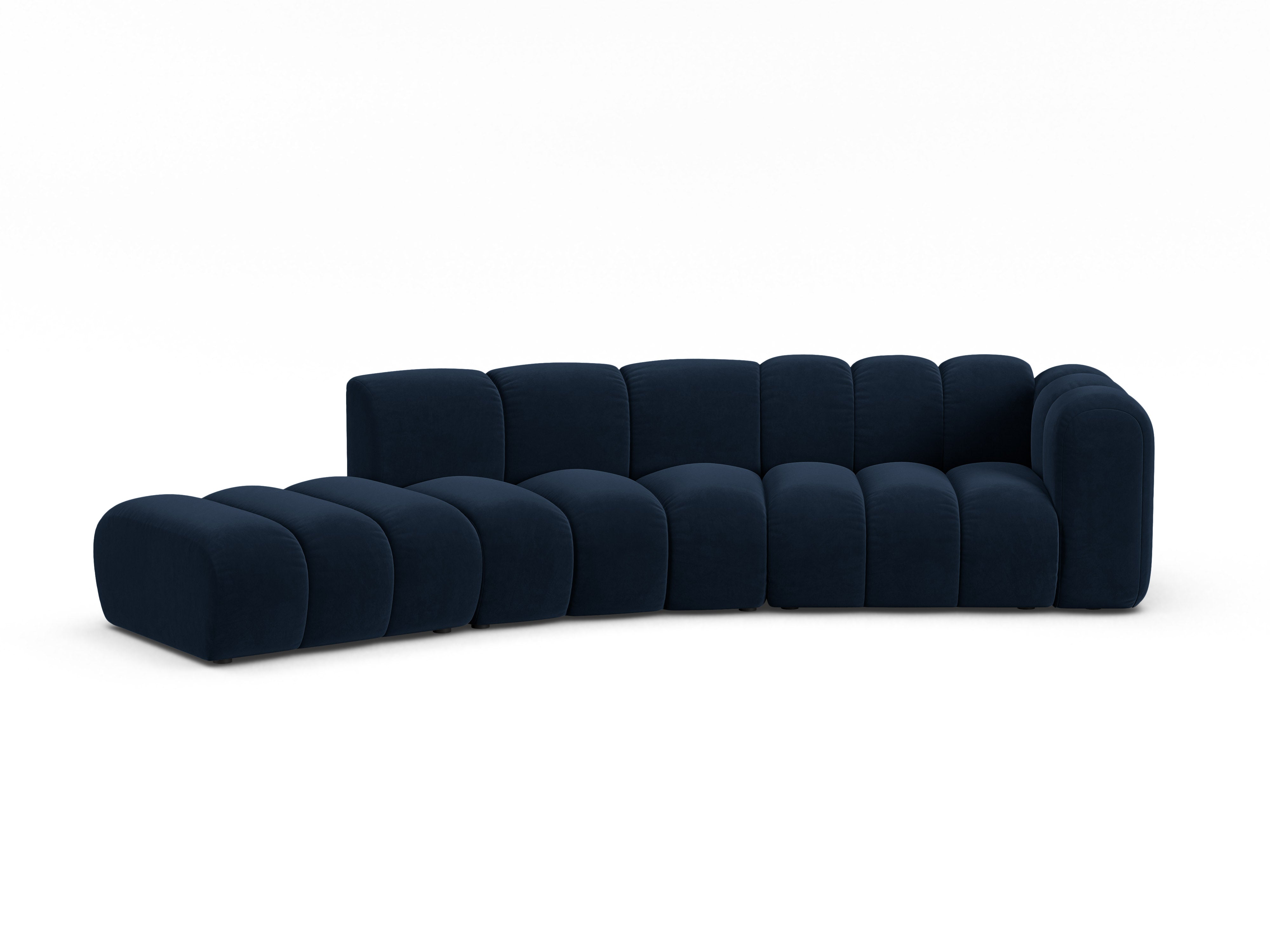 Sofa aksamitna 5-osobowa lewostronna LUPINE granatowy