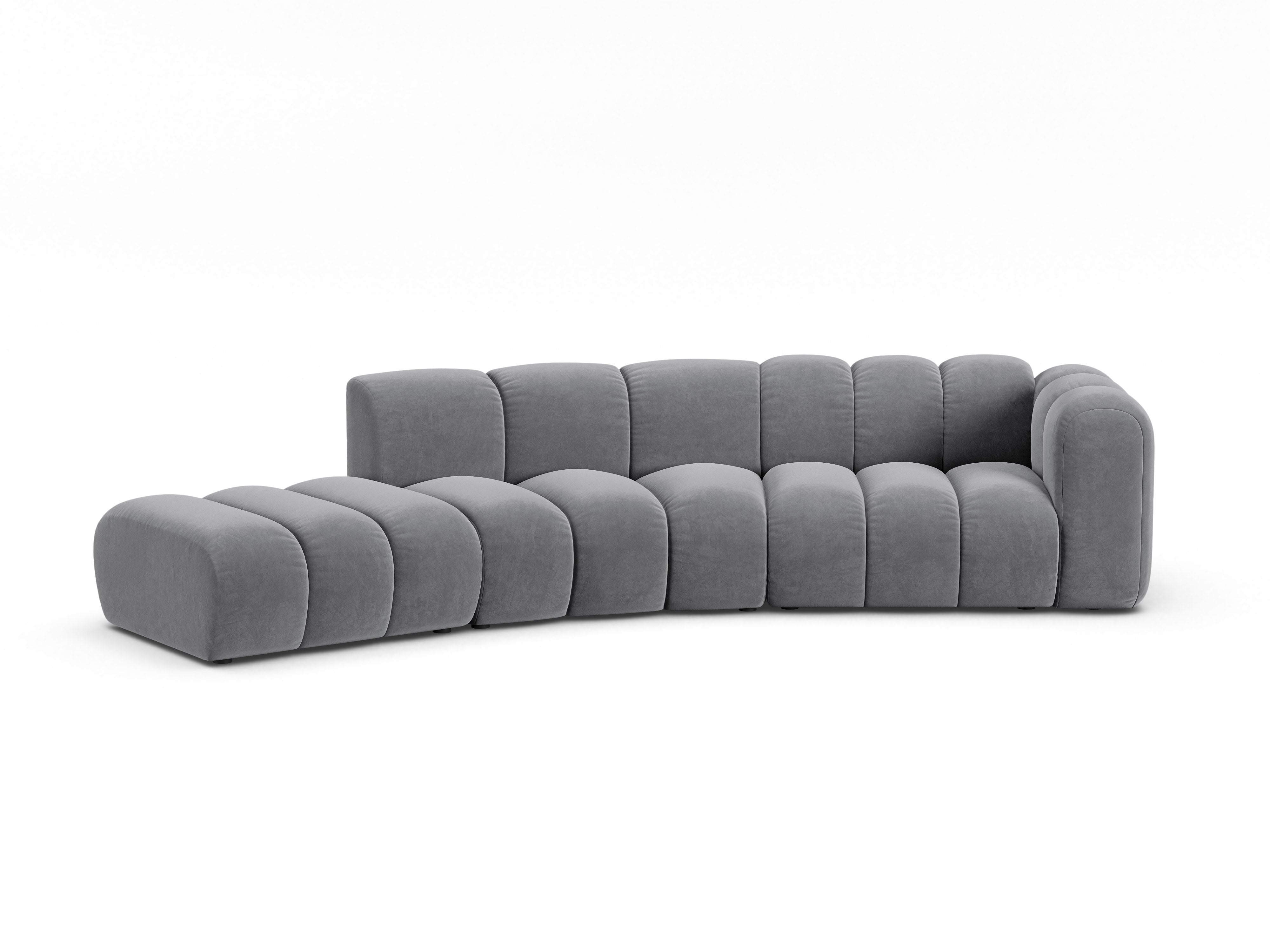 Sofa aksamitna 5-osobowa lewostronna LUPINE szary – Micadoni
