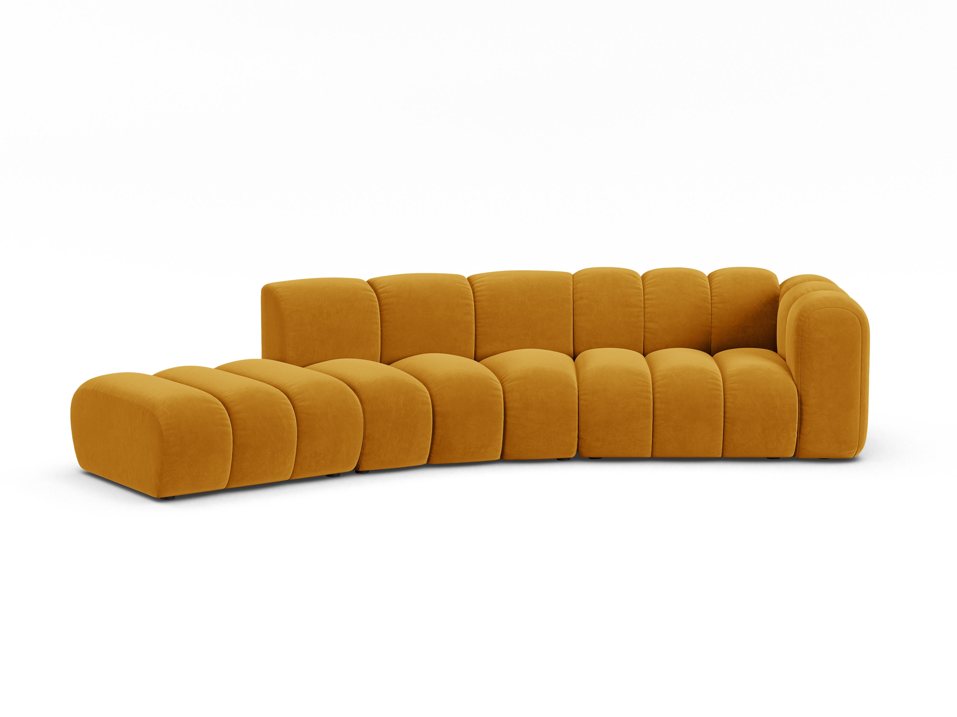 Sofa aksamitna 5-osobowa lewostronna LUPINE musztardowy
