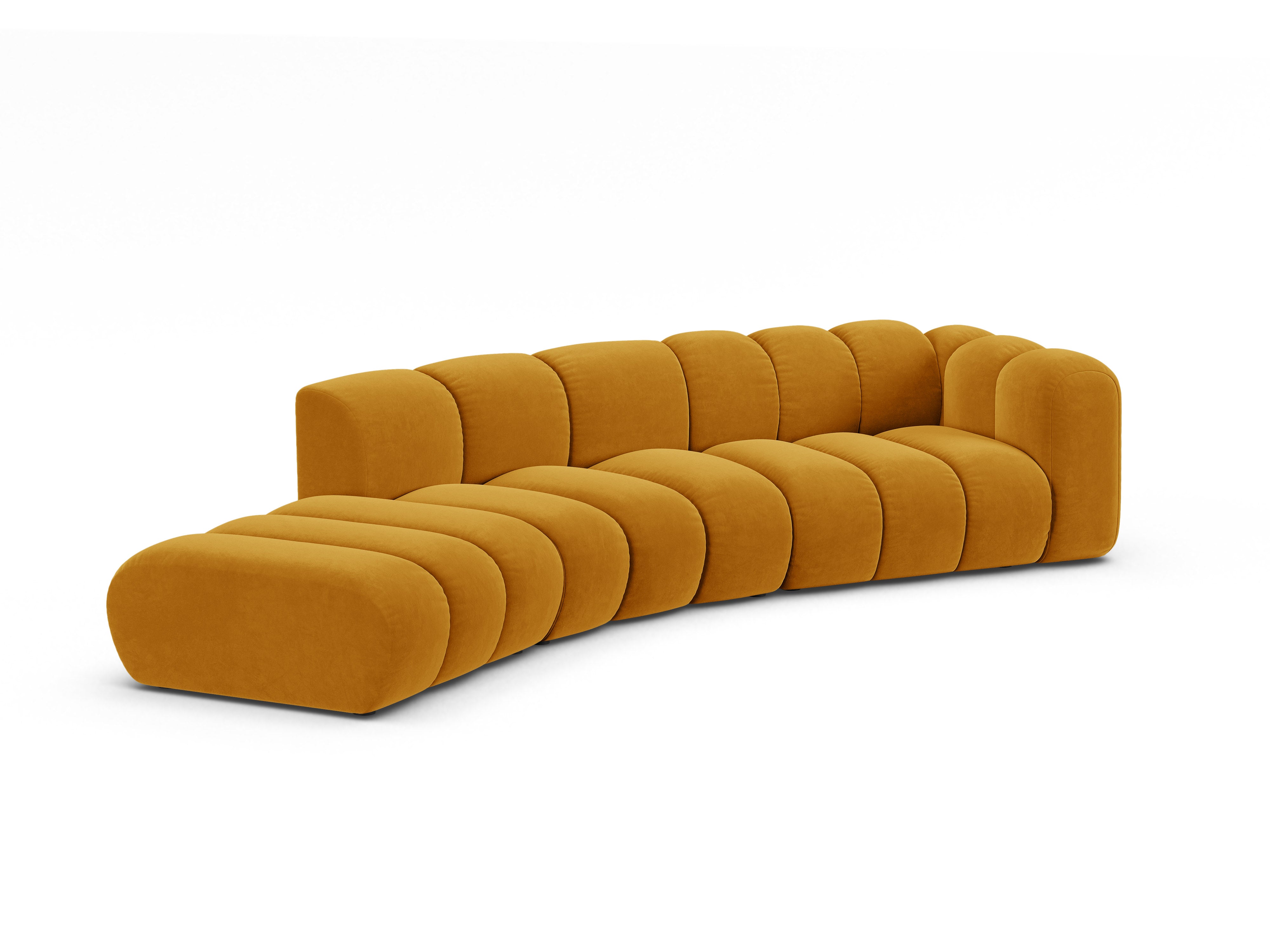 Sofa aksamitna 5-osobowa lewostronna LUPINE musztardowy