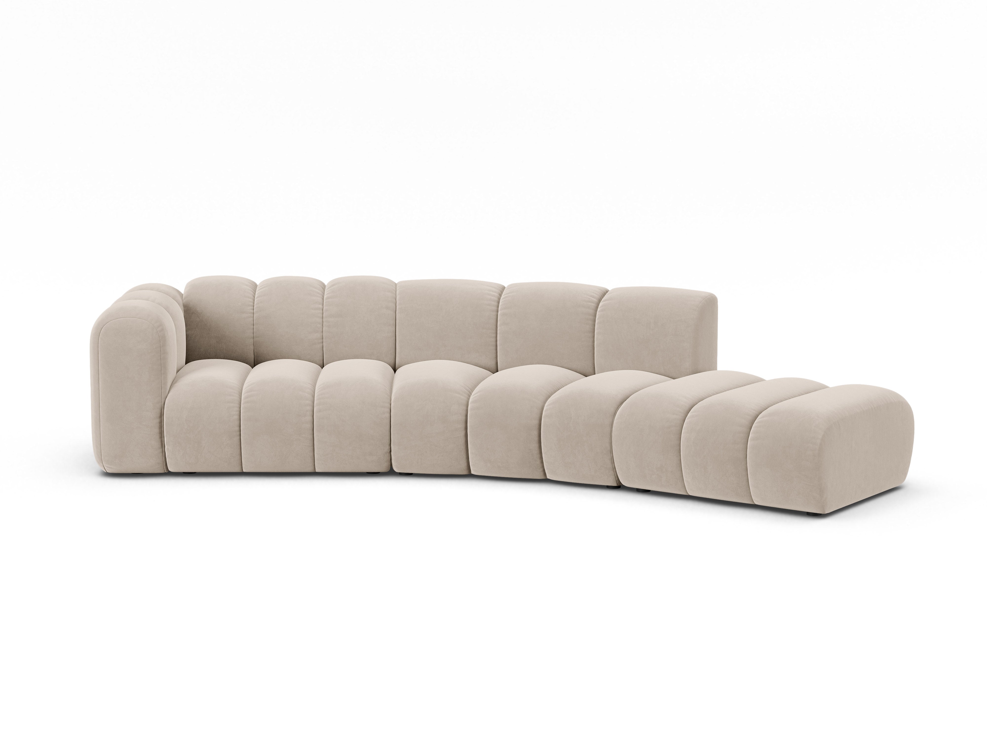 Sofa aksamitna 5-osobowa prawostronna LUPINE beżowy