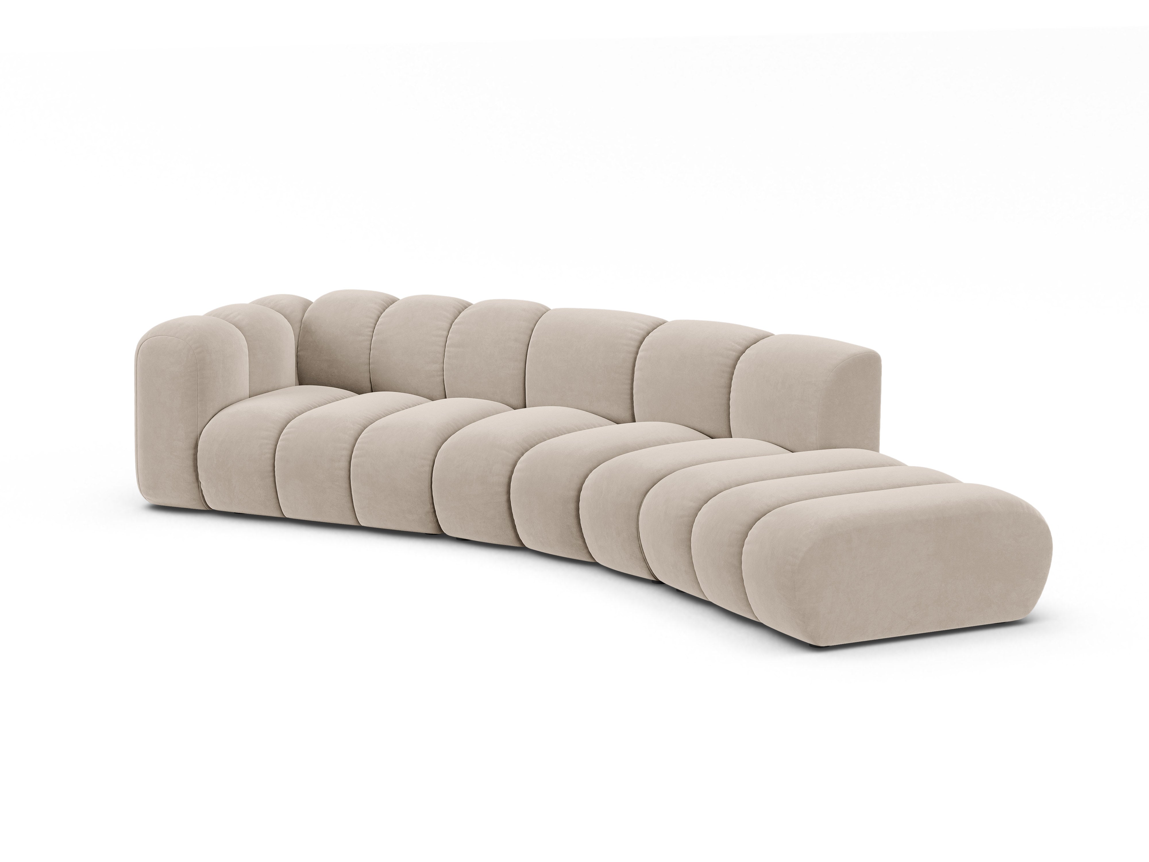 Sofa aksamitna 5-osobowa prawostronna LUPINE beżowy