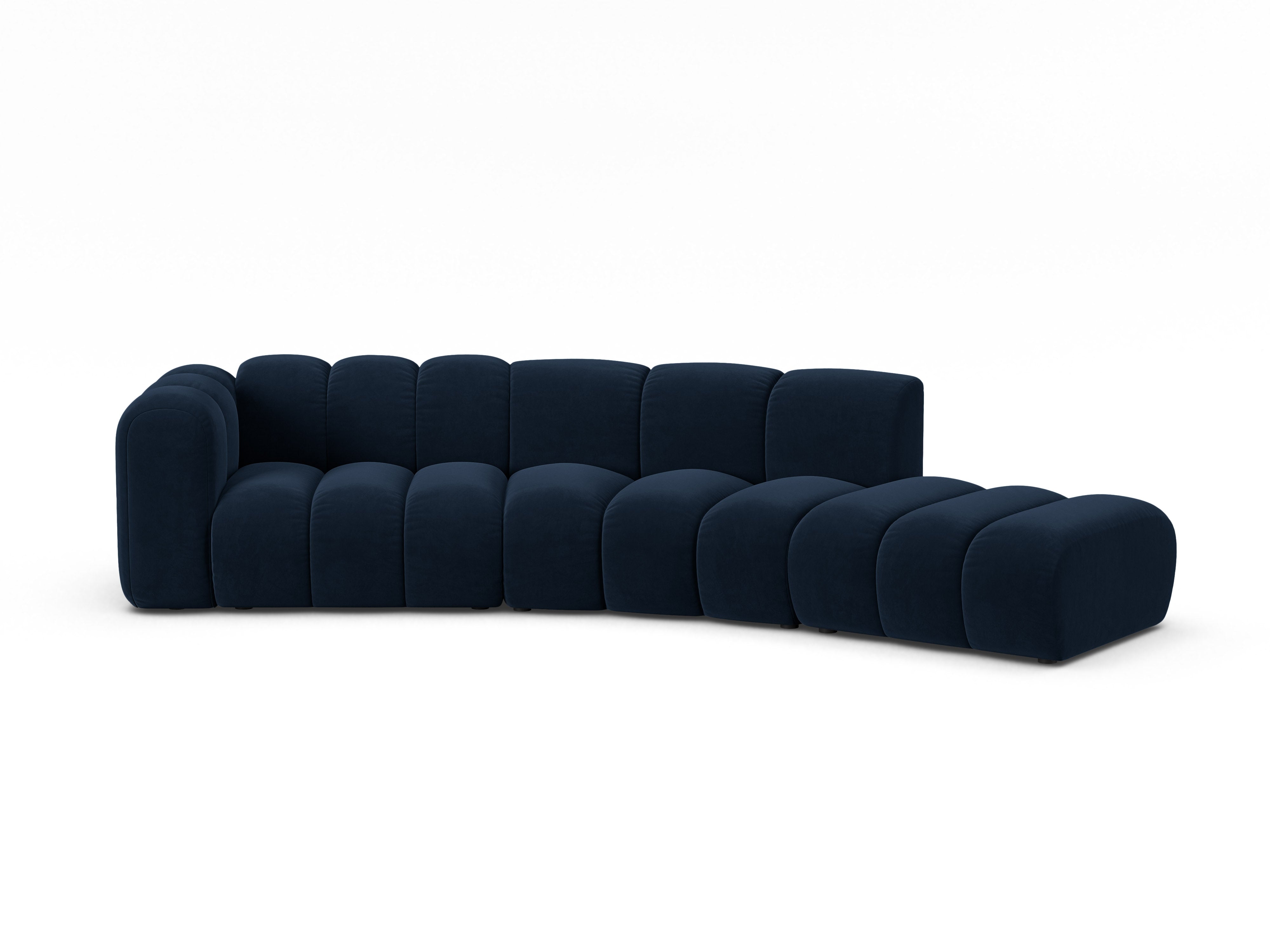 Sofa aksamitna 5-osobowa prawostronna LUPINE granatowy