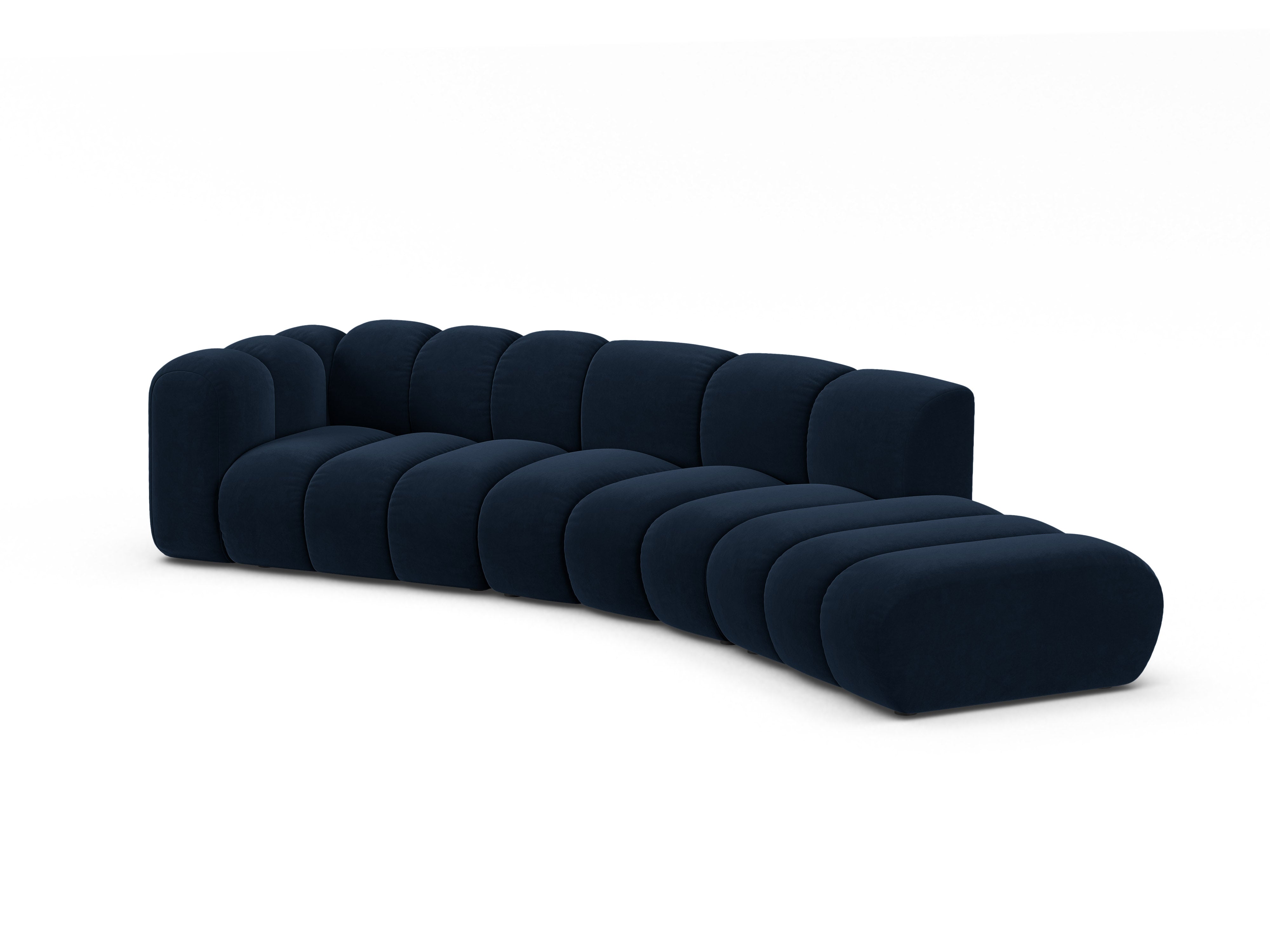 Sofa aksamitna 5-osobowa prawostronna LUPINE granatowy