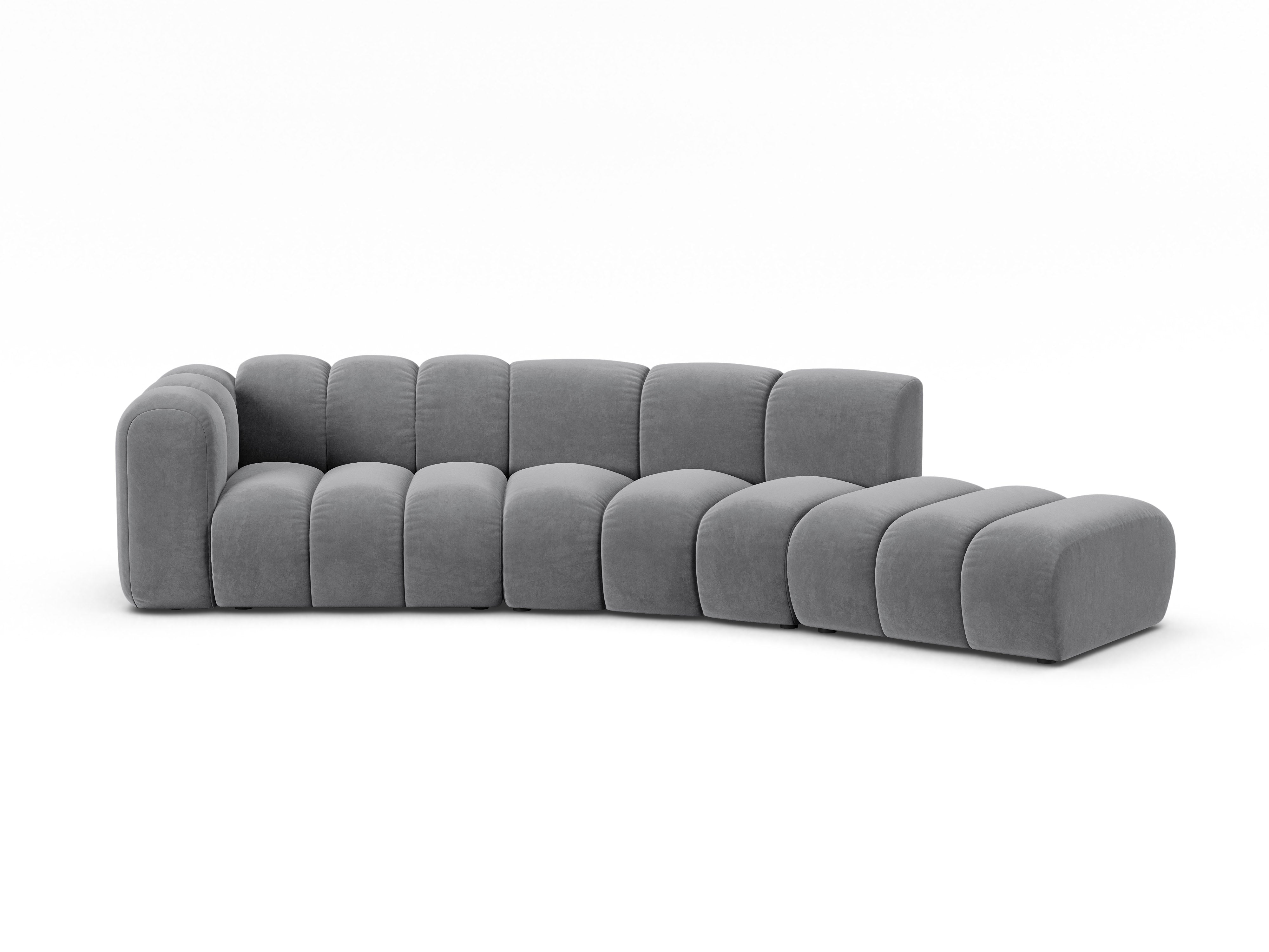 Sofa aksamitna 5-osobowa prawostronna LUPINE szary