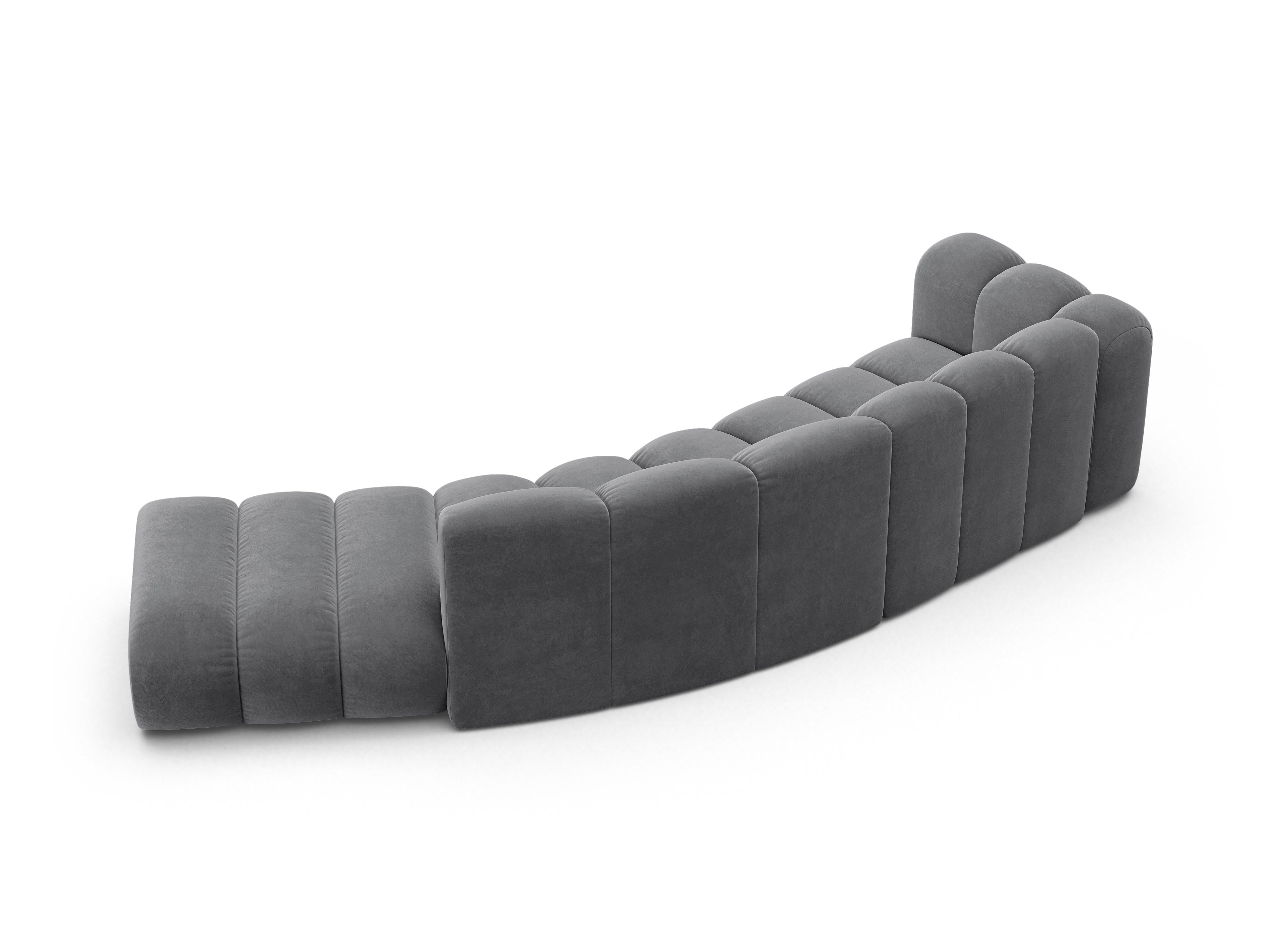 Sofa aksamitna 5-osobowa prawostronna LUPINE szary