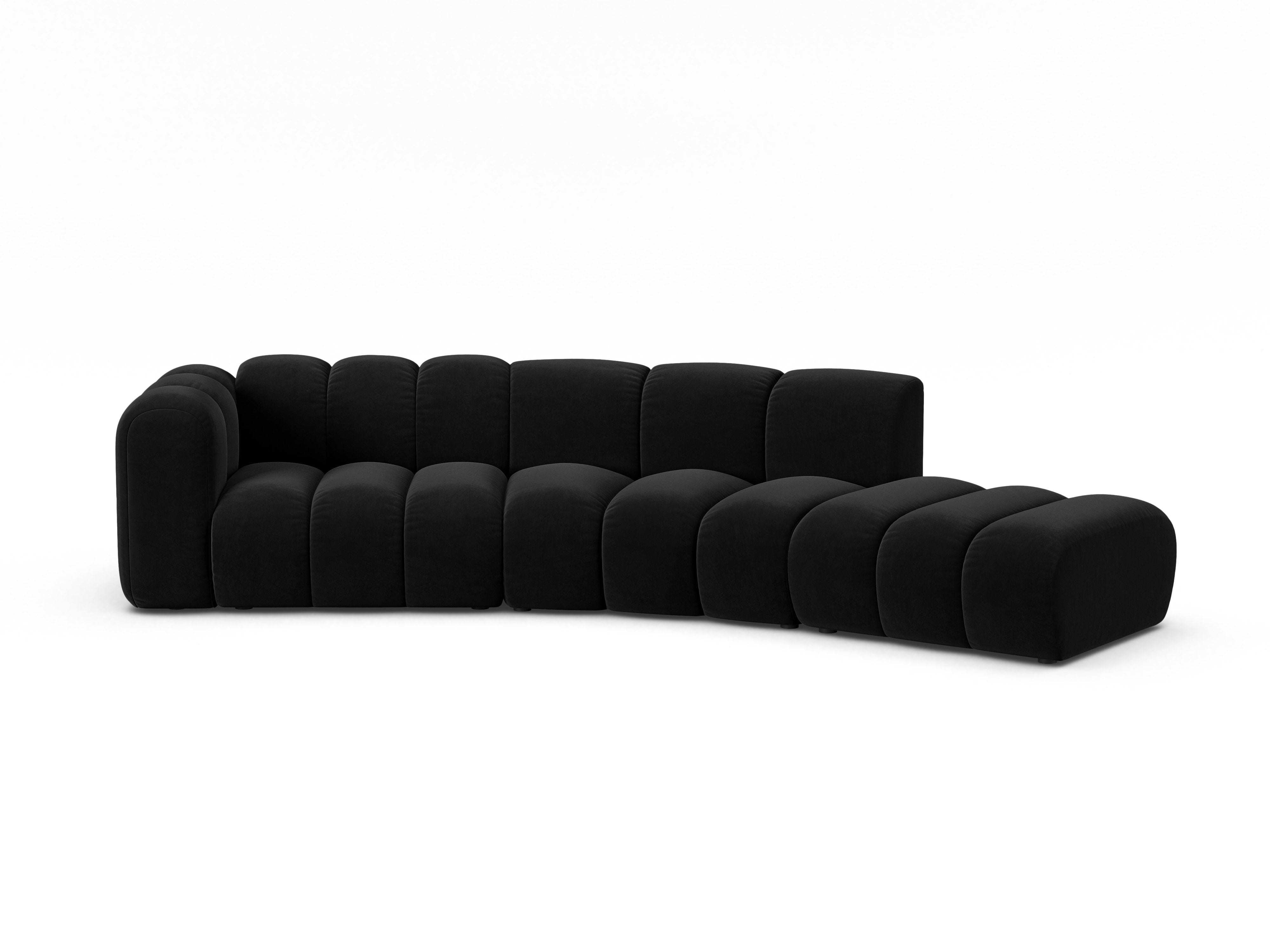 Sofa aksamitna 5-osobowa prawostronna LUPINE czarny