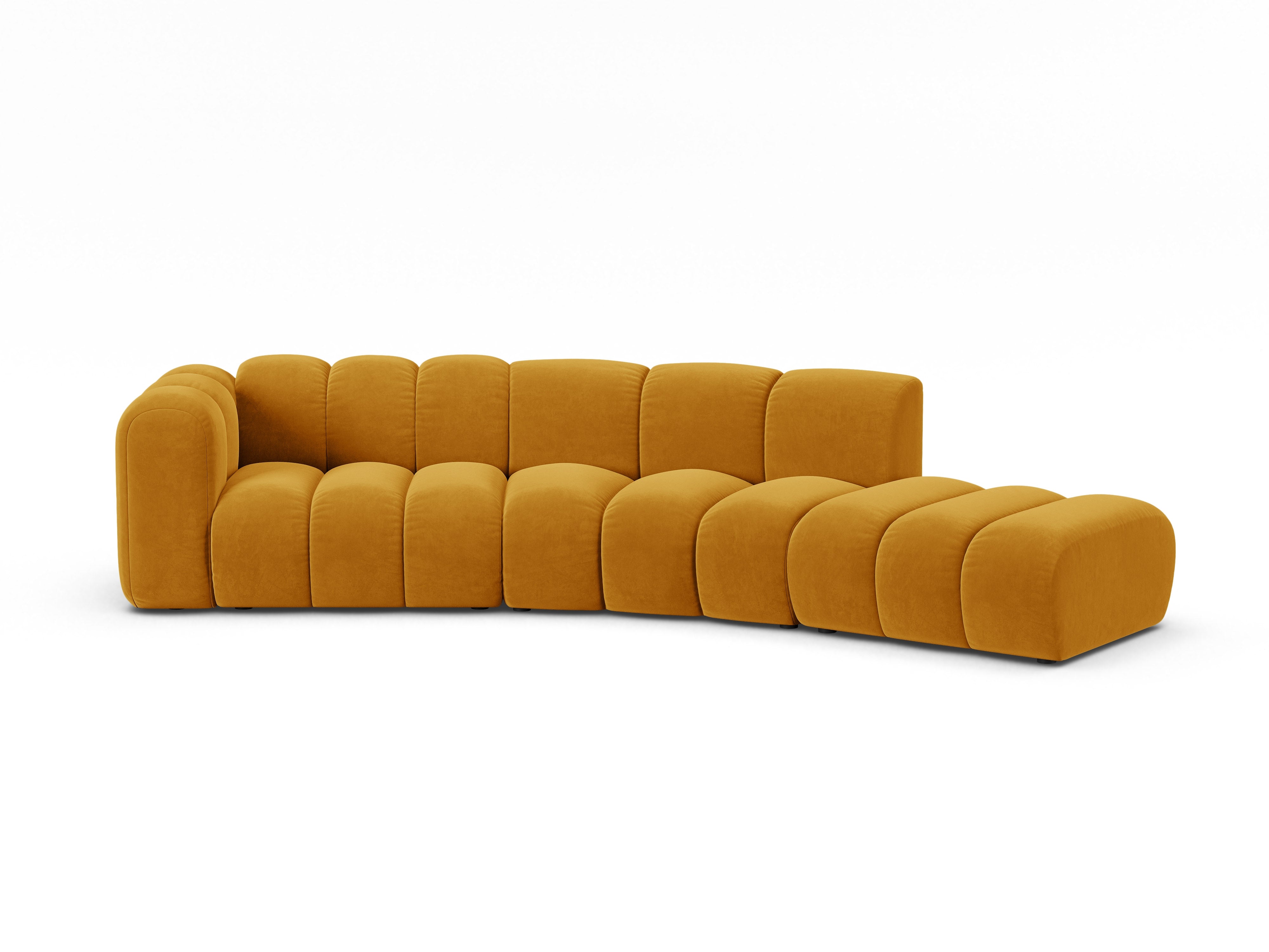 Sofa aksamitna 5-osobowa prawostronna LUPINE musztardowy