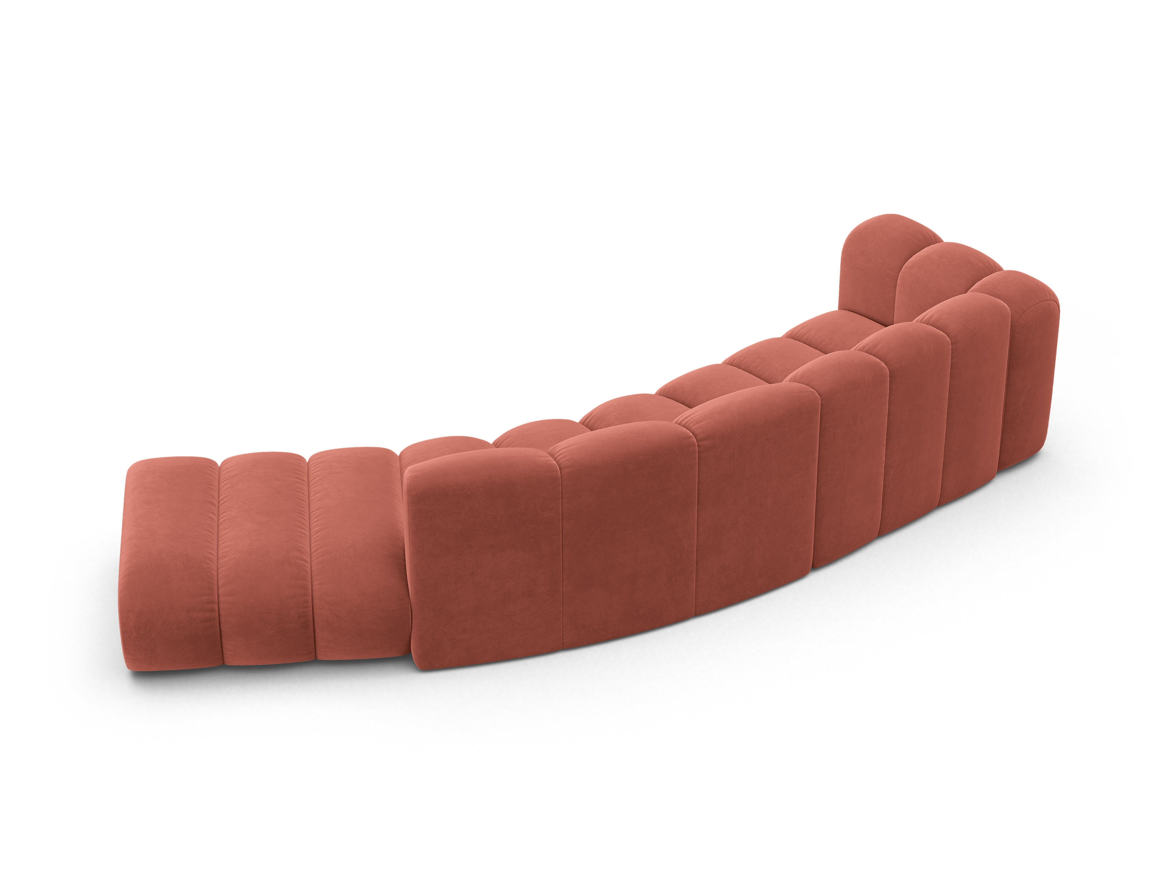 Sofa aksamitna 5-osobowa prawostronna LUPINE koralowy