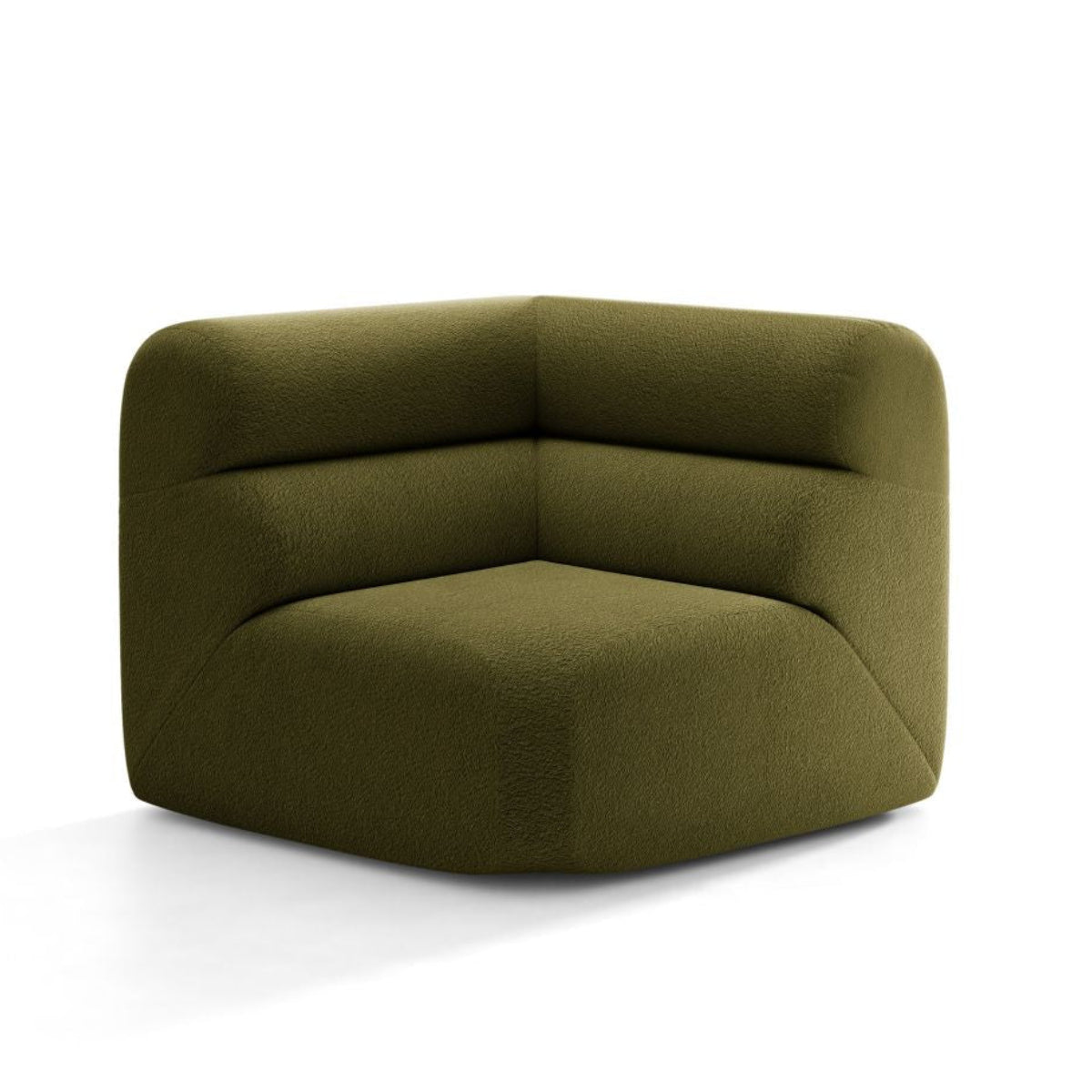 Sofa modułowa NEO - moduł narożny oliwkowy boucle