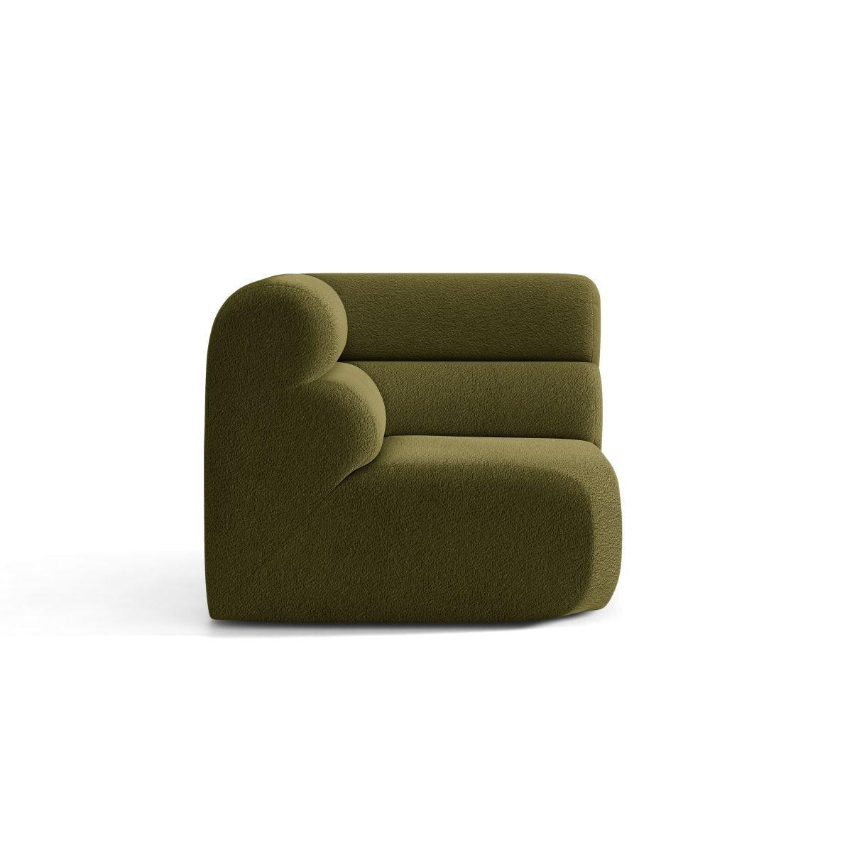 Sofa modułowa NEO - moduł narożny oliwkowy boucle